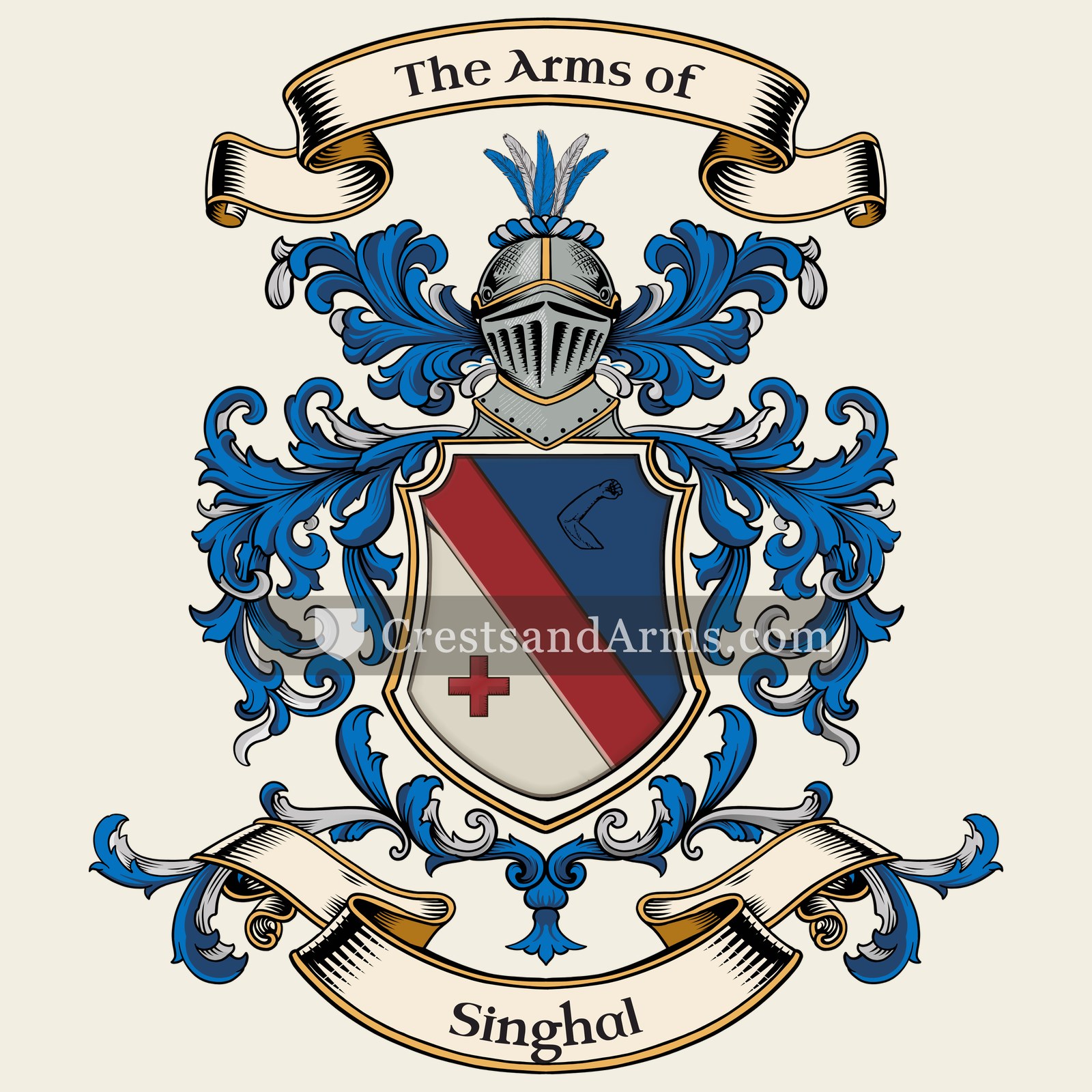 The Singhal coat of arms, drawn from the recorded blazon