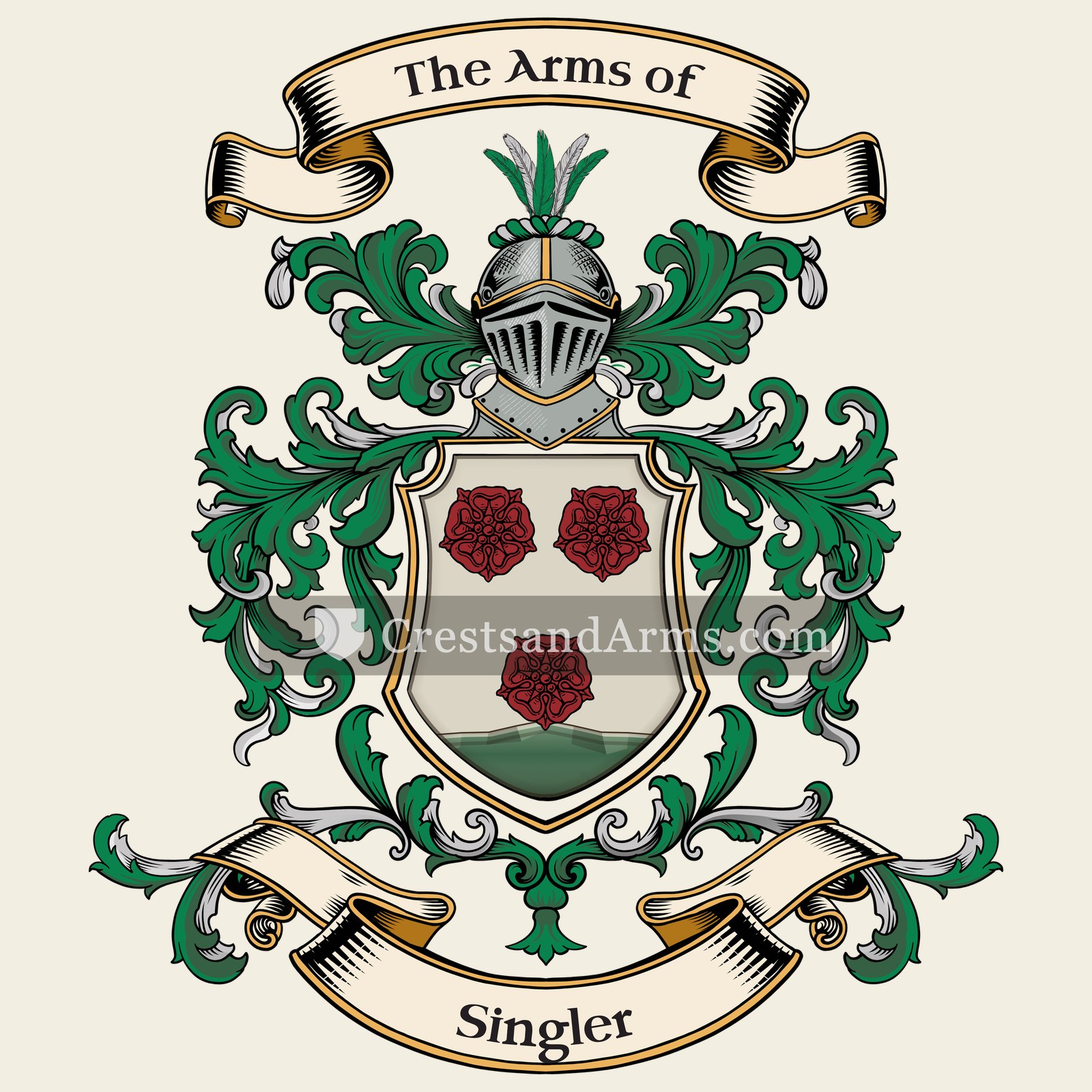 The Singler coat of arms, drawn from the recorded blazon