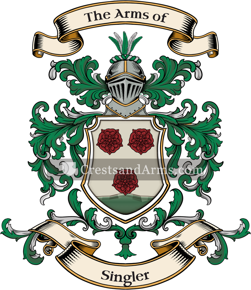 The Singler coat of arms, drawn from the recorded blazon