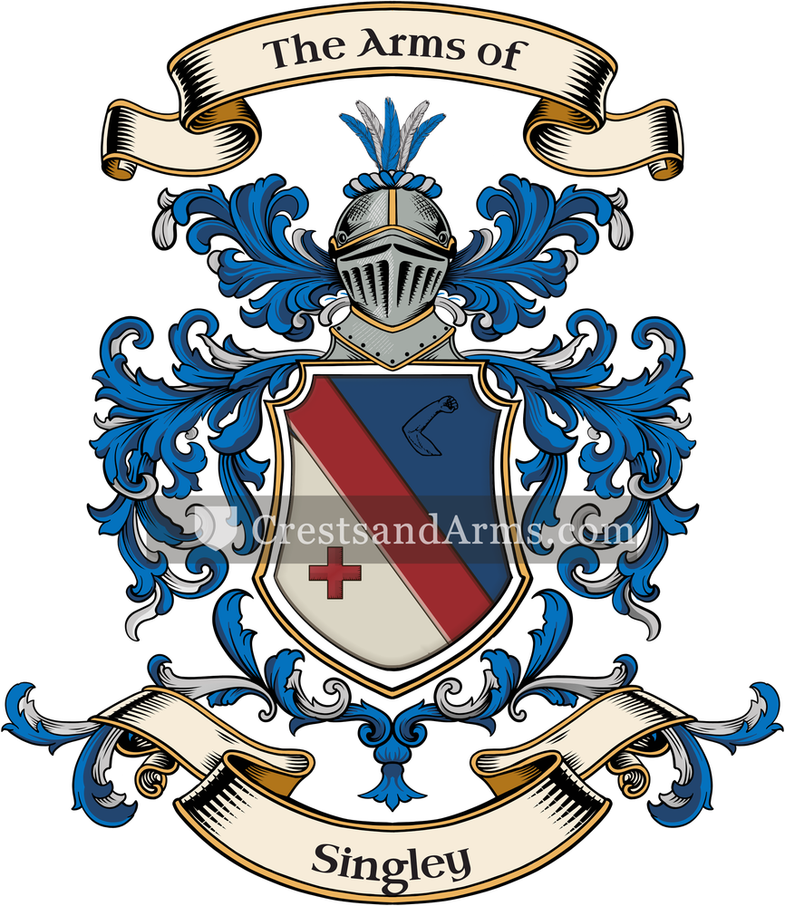 The Singley coat of arms, drawn from the recorded blazon