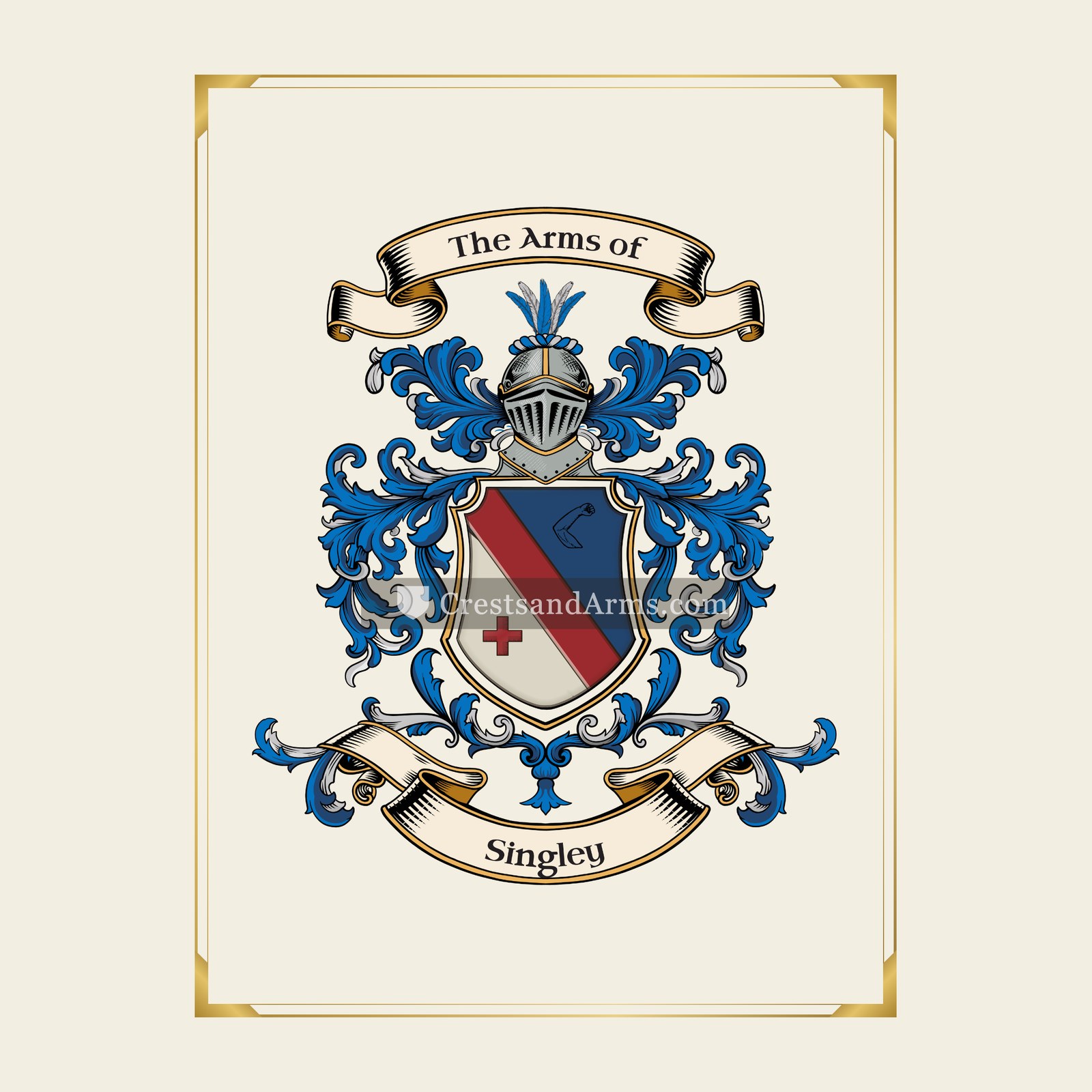 With gold border
