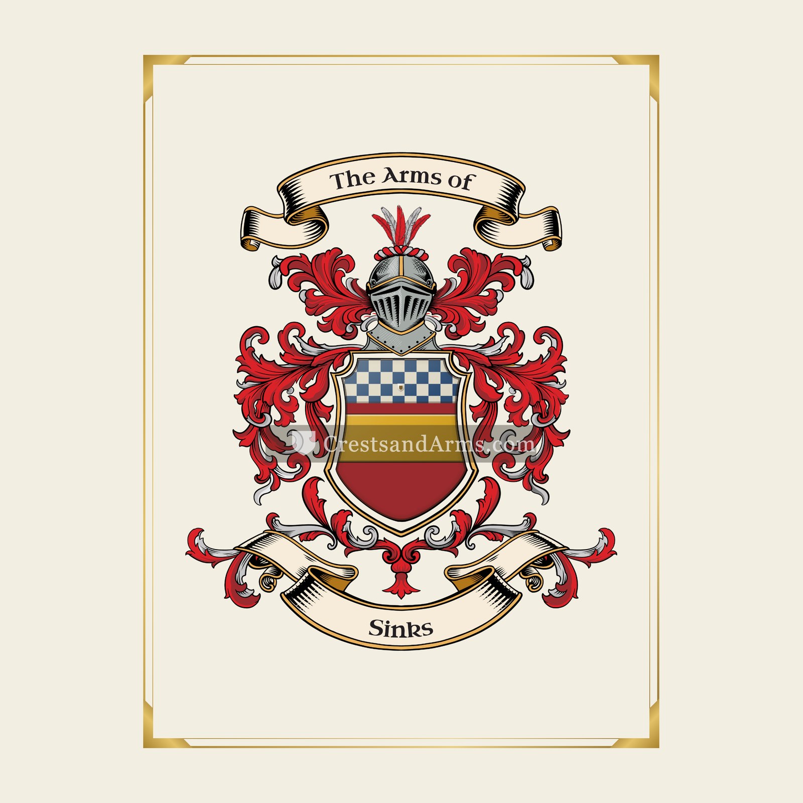 With gold border
