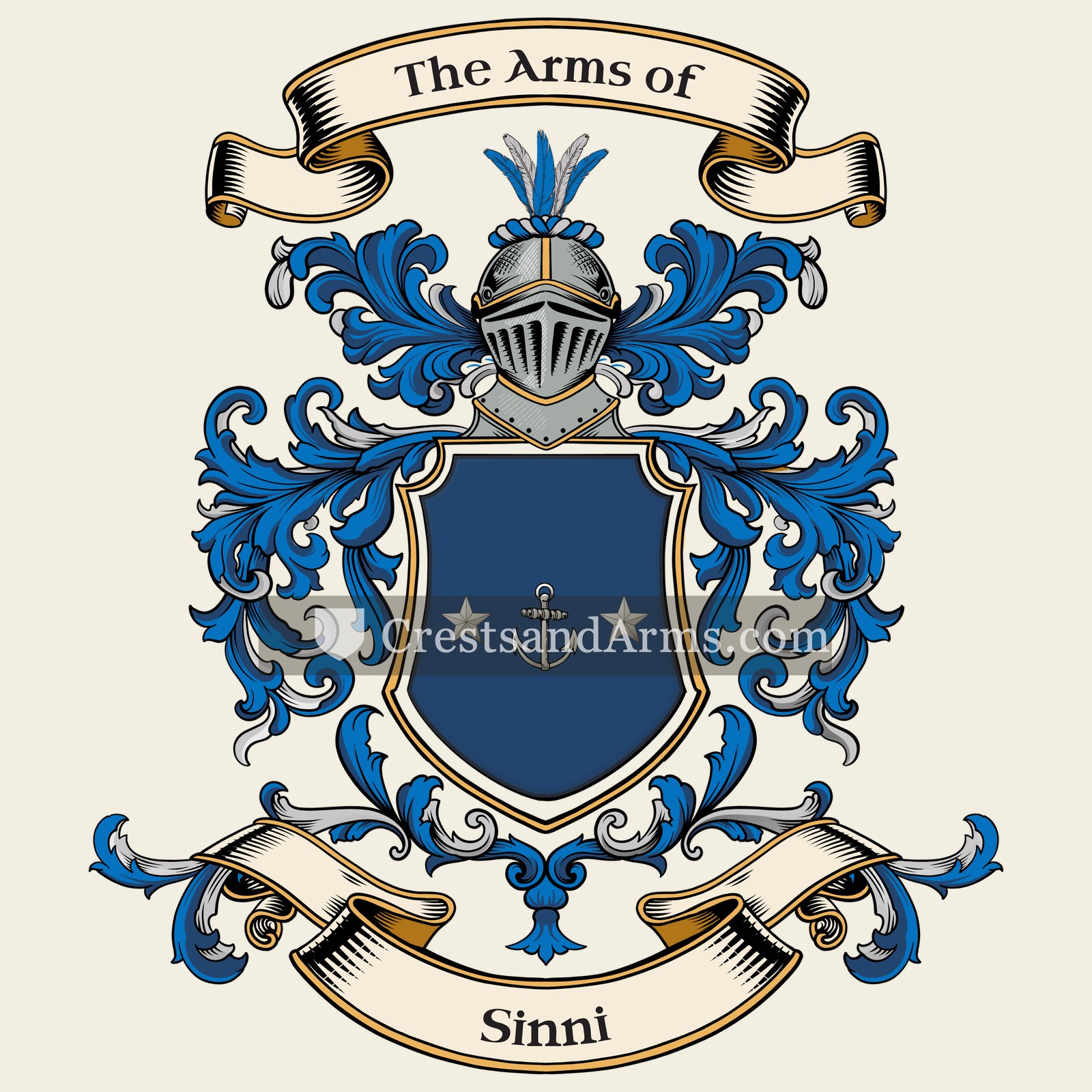 The Sinni coat of arms, drawn from the recorded blazon