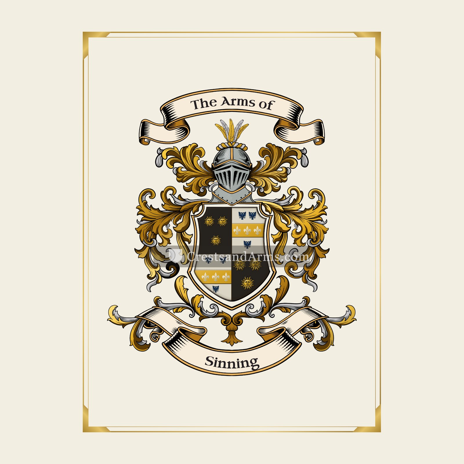 With gold border