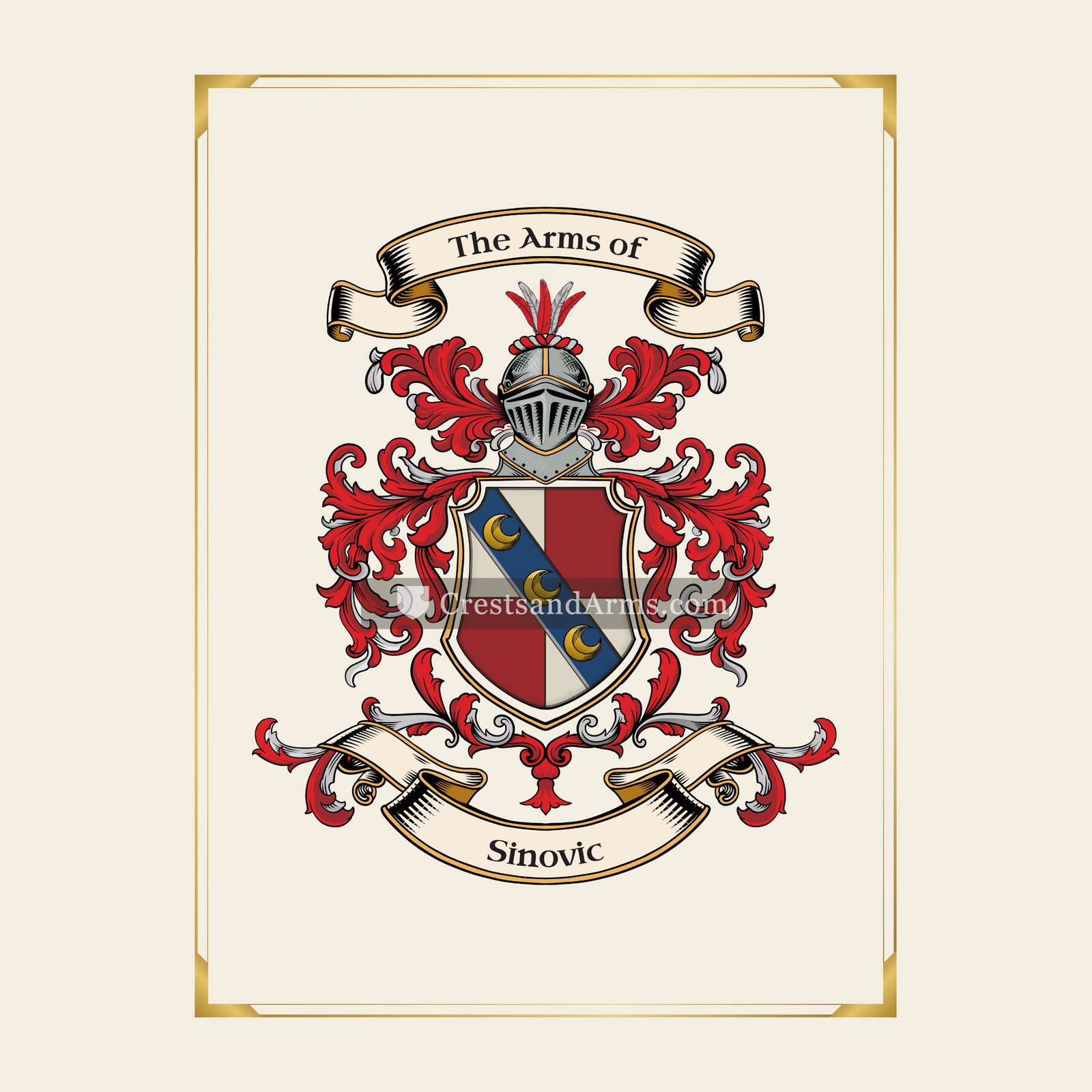 With gold border