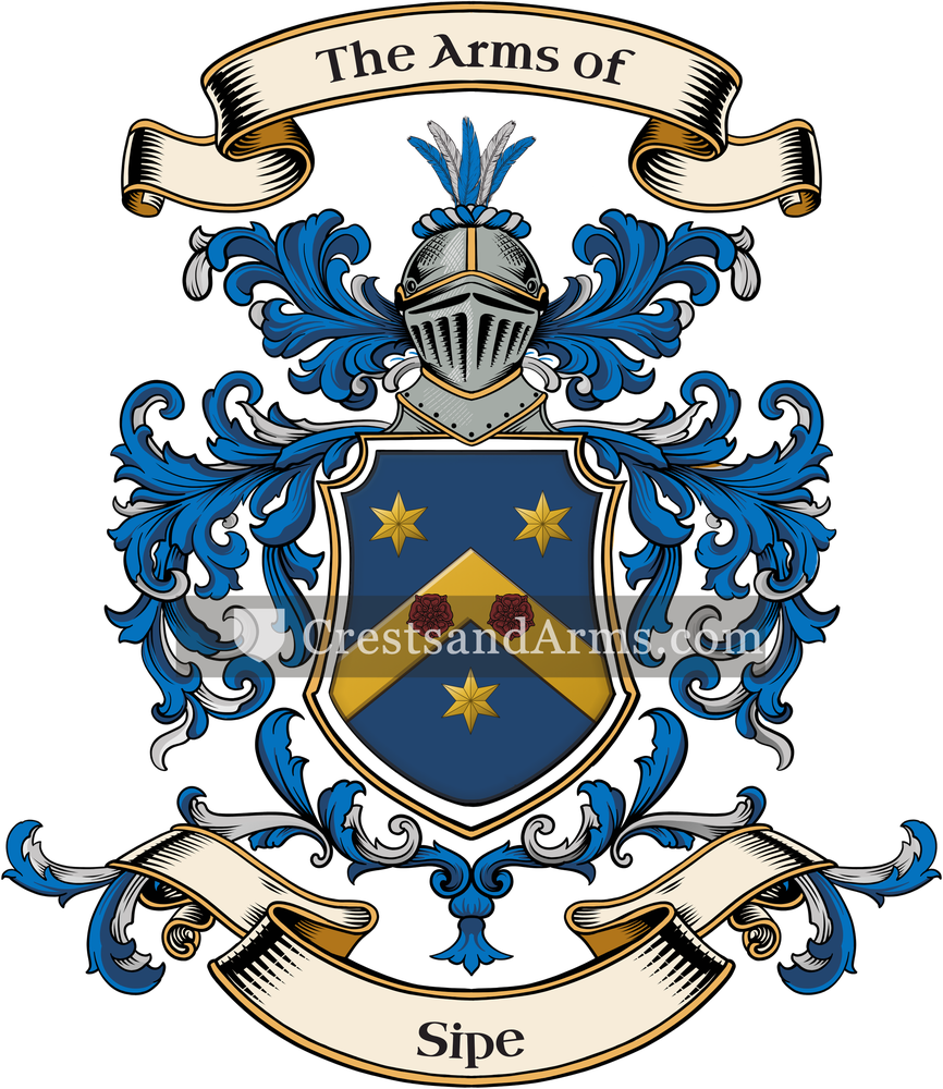 The Sipe coat of arms, drawn from the recorded blazon