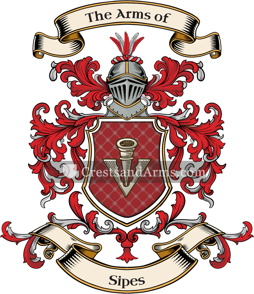 The Sipes coat of arms, drawn from the recorded blazon