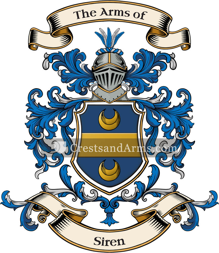 The Siren coat of arms, drawn from the recorded blazon