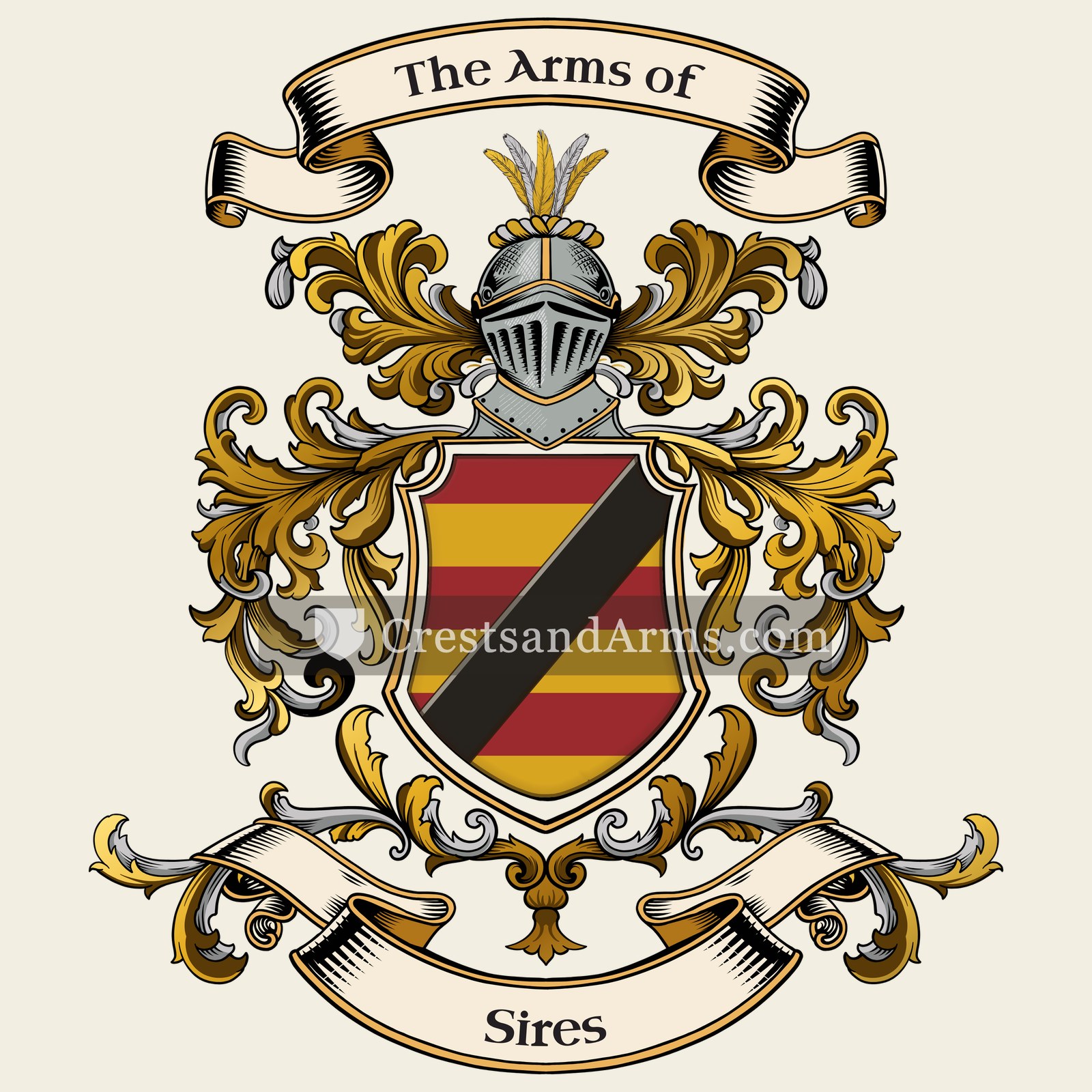 The Sires coat of arms, drawn from the recorded blazon