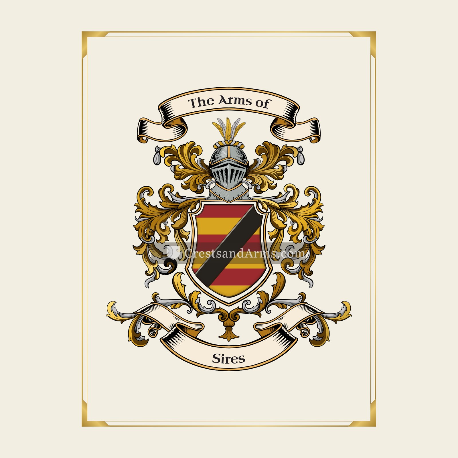 With gold border