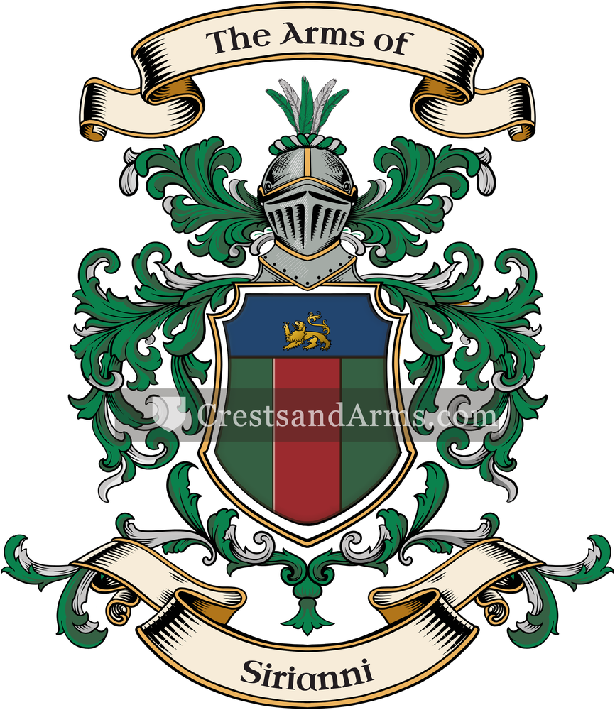 The Sirianni coat of arms, drawn from the recorded blazon