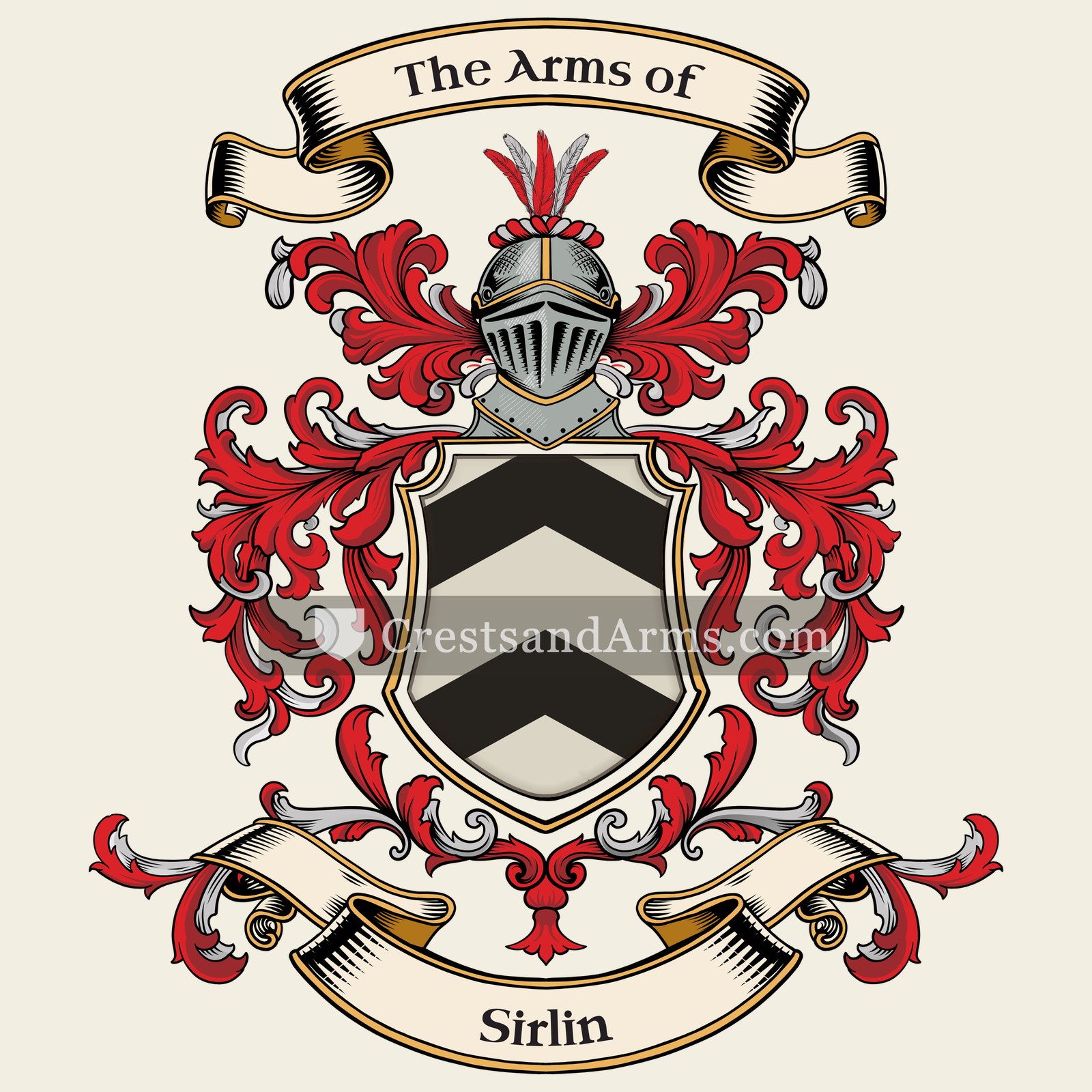 The Sirlin coat of arms, drawn from the recorded blazon