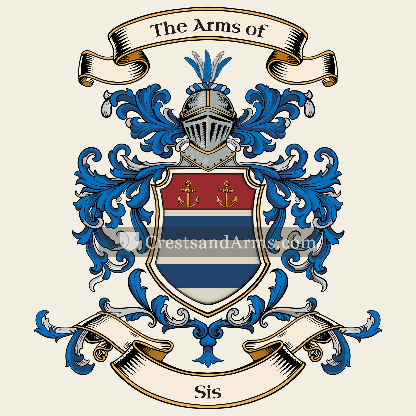 The Sis coat of arms, drawn from the recorded blazon