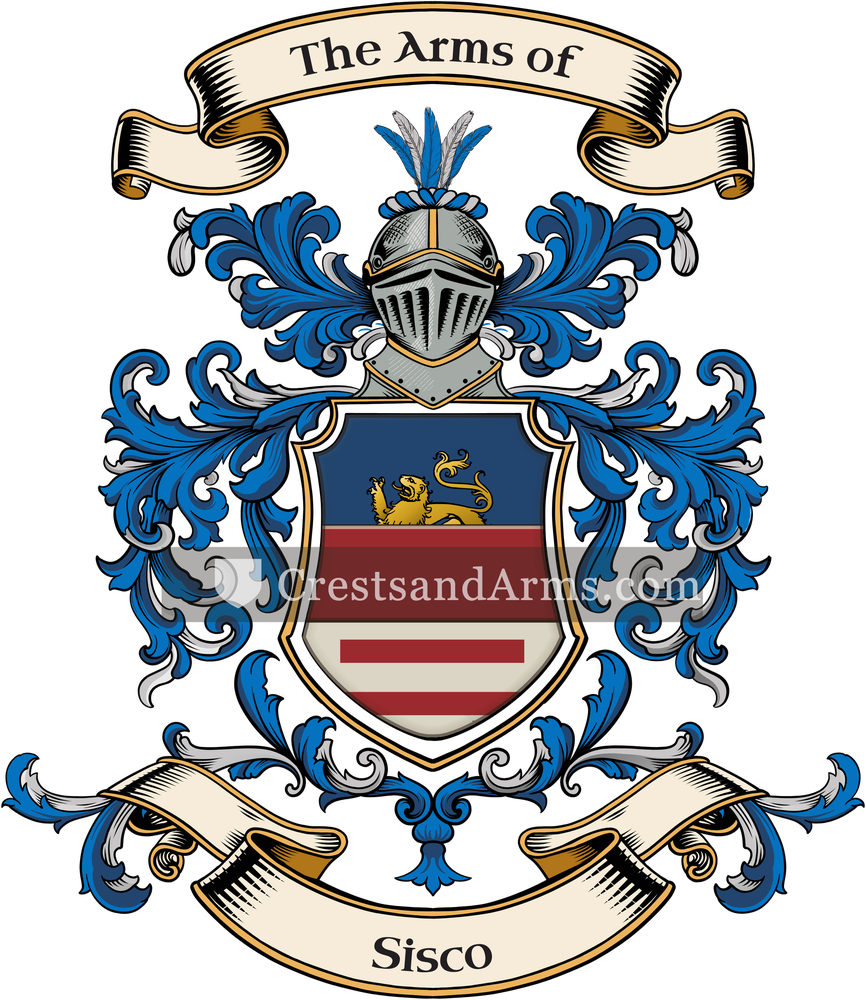 The Sisco coat of arms, drawn from the recorded blazon