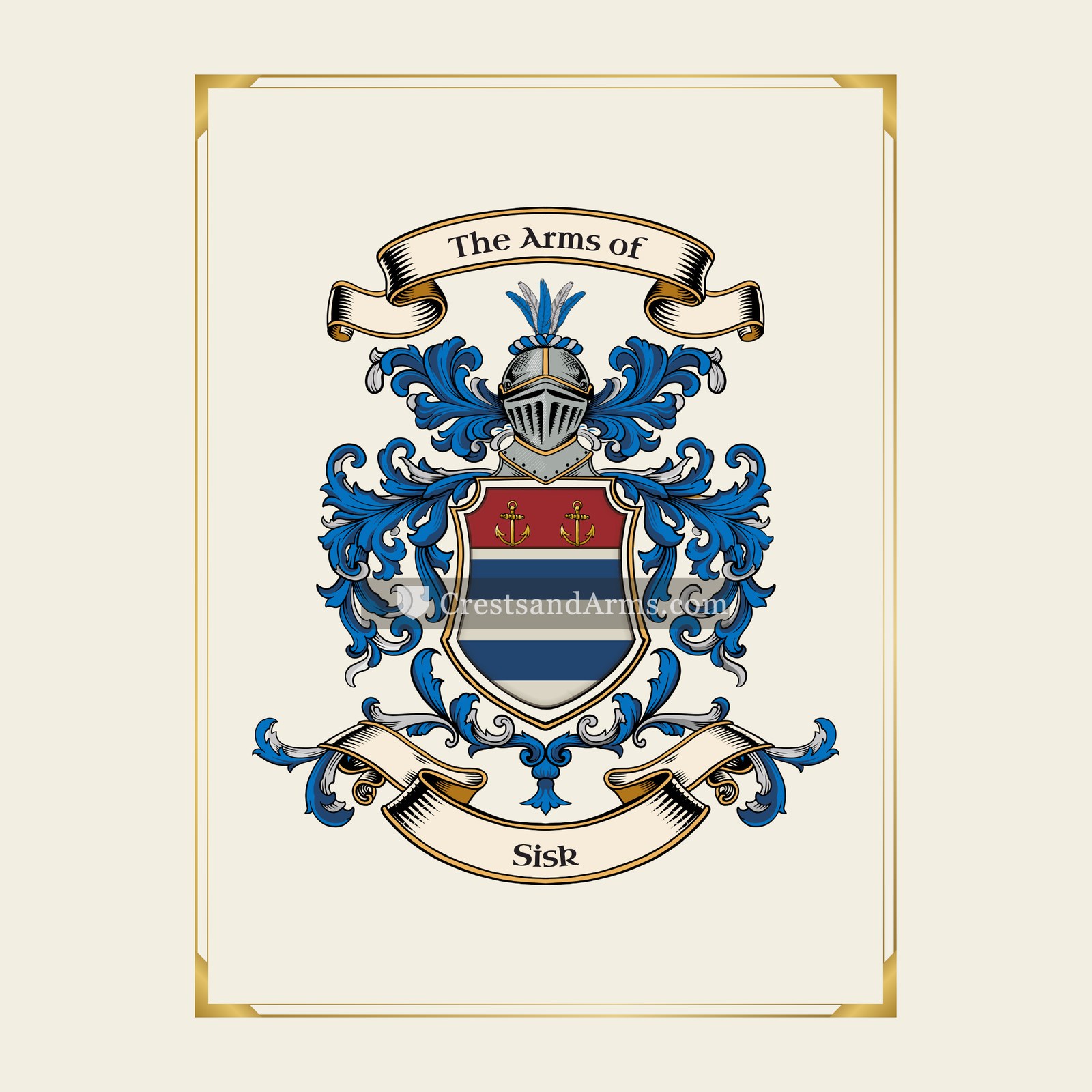 With gold border