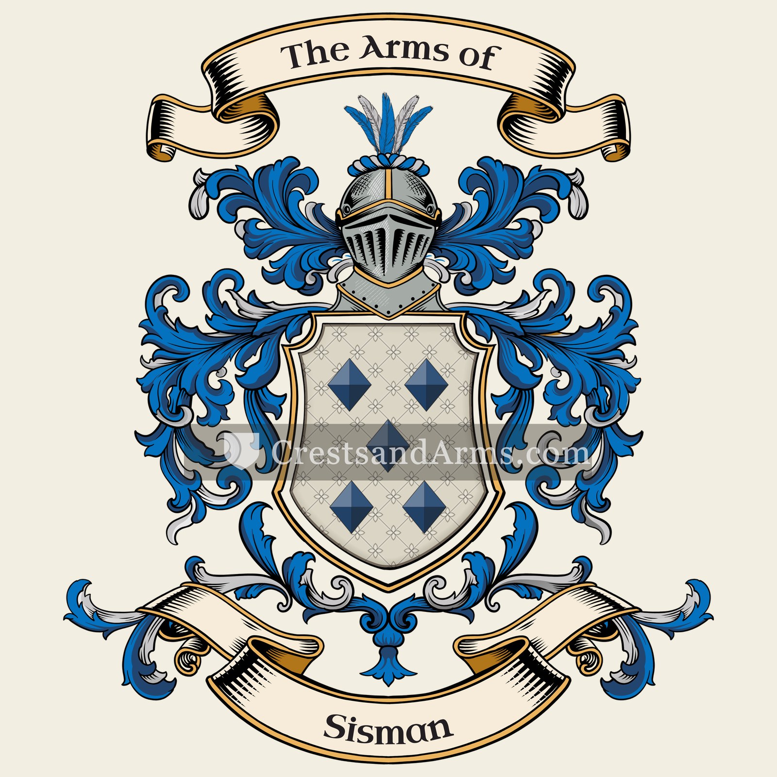 The Sisman coat of arms, drawn from the recorded blazon