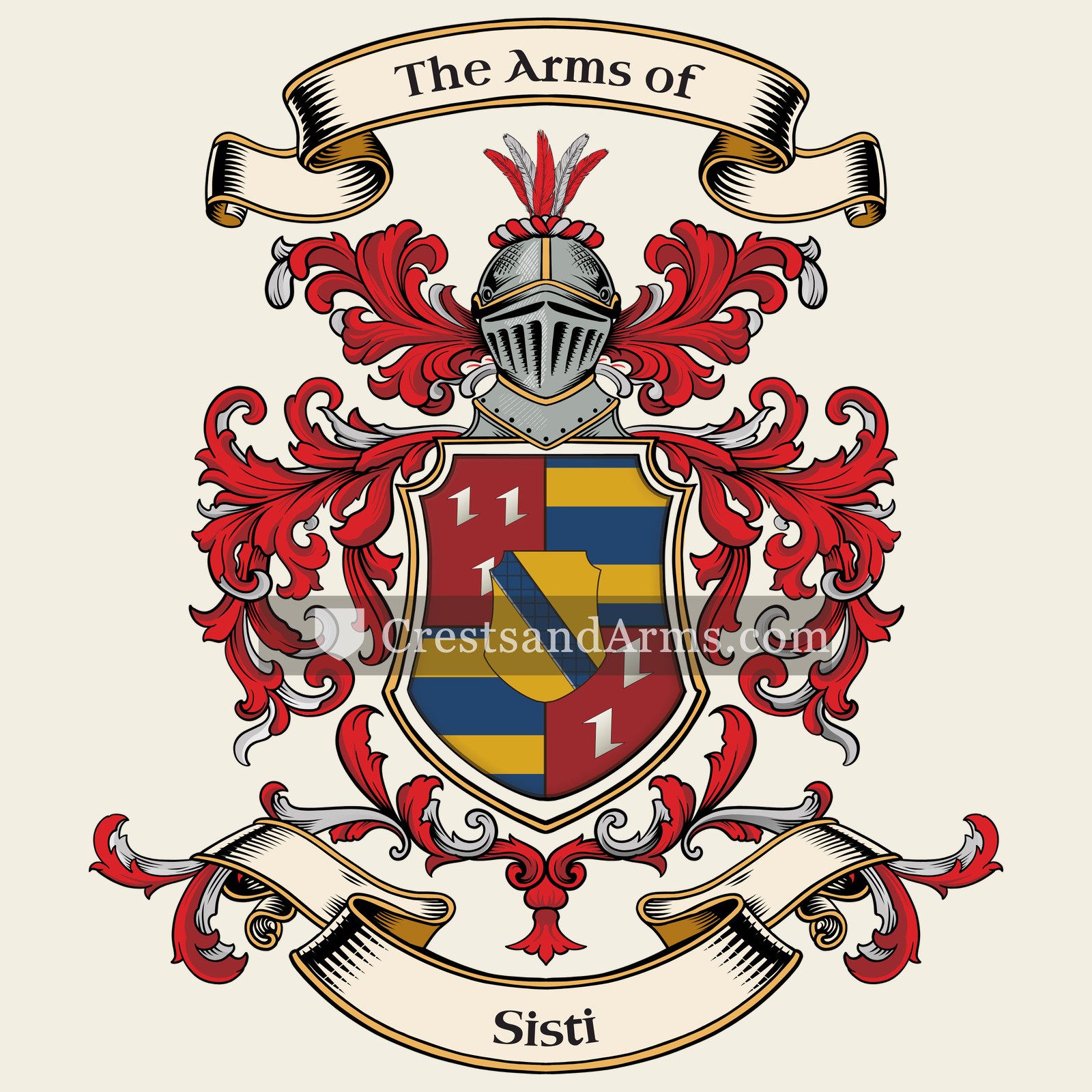 The Sisti coat of arms, drawn from the recorded blazon