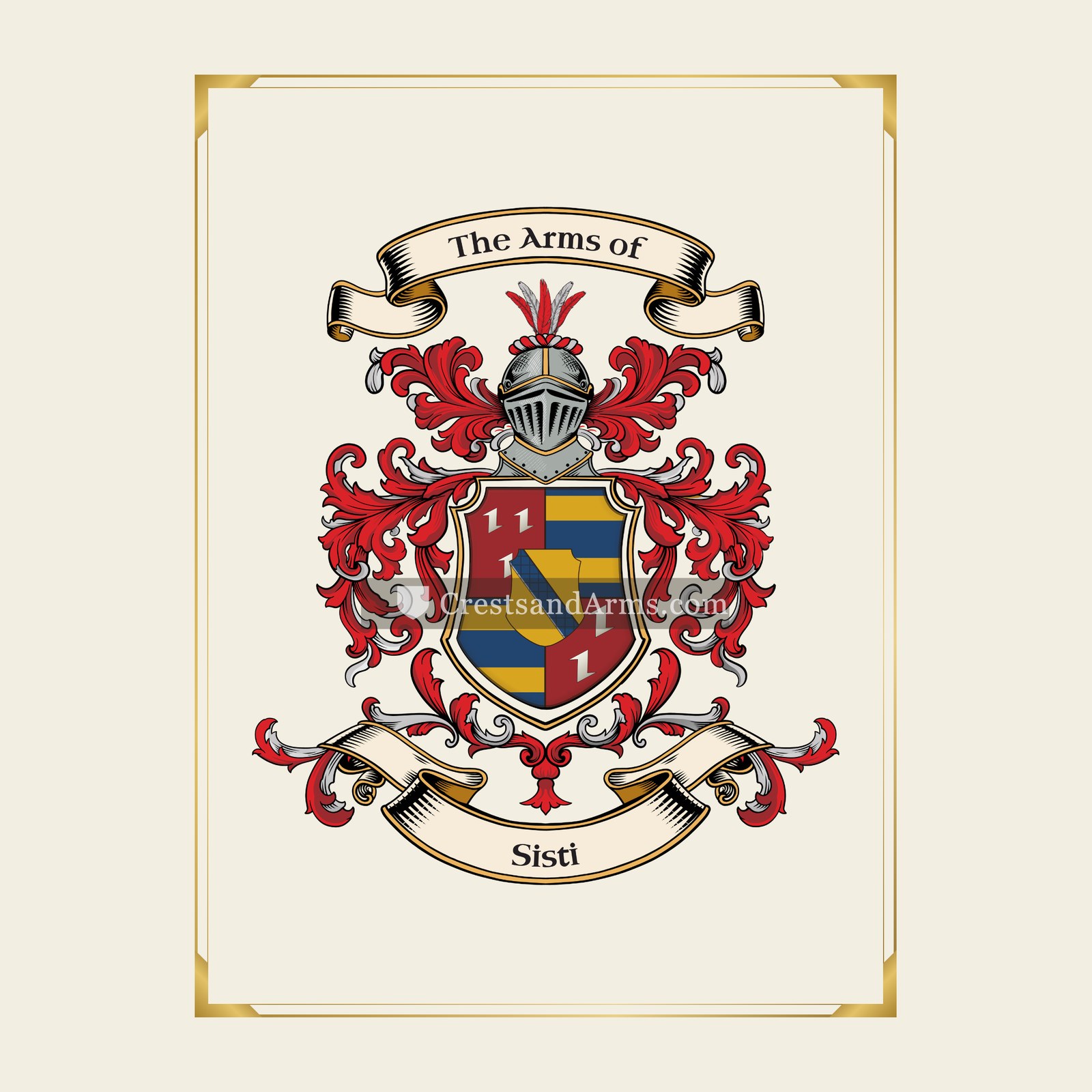 With gold border