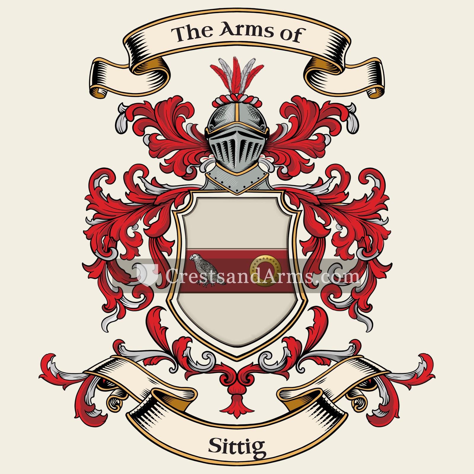 The Sittig coat of arms, drawn from the recorded blazon