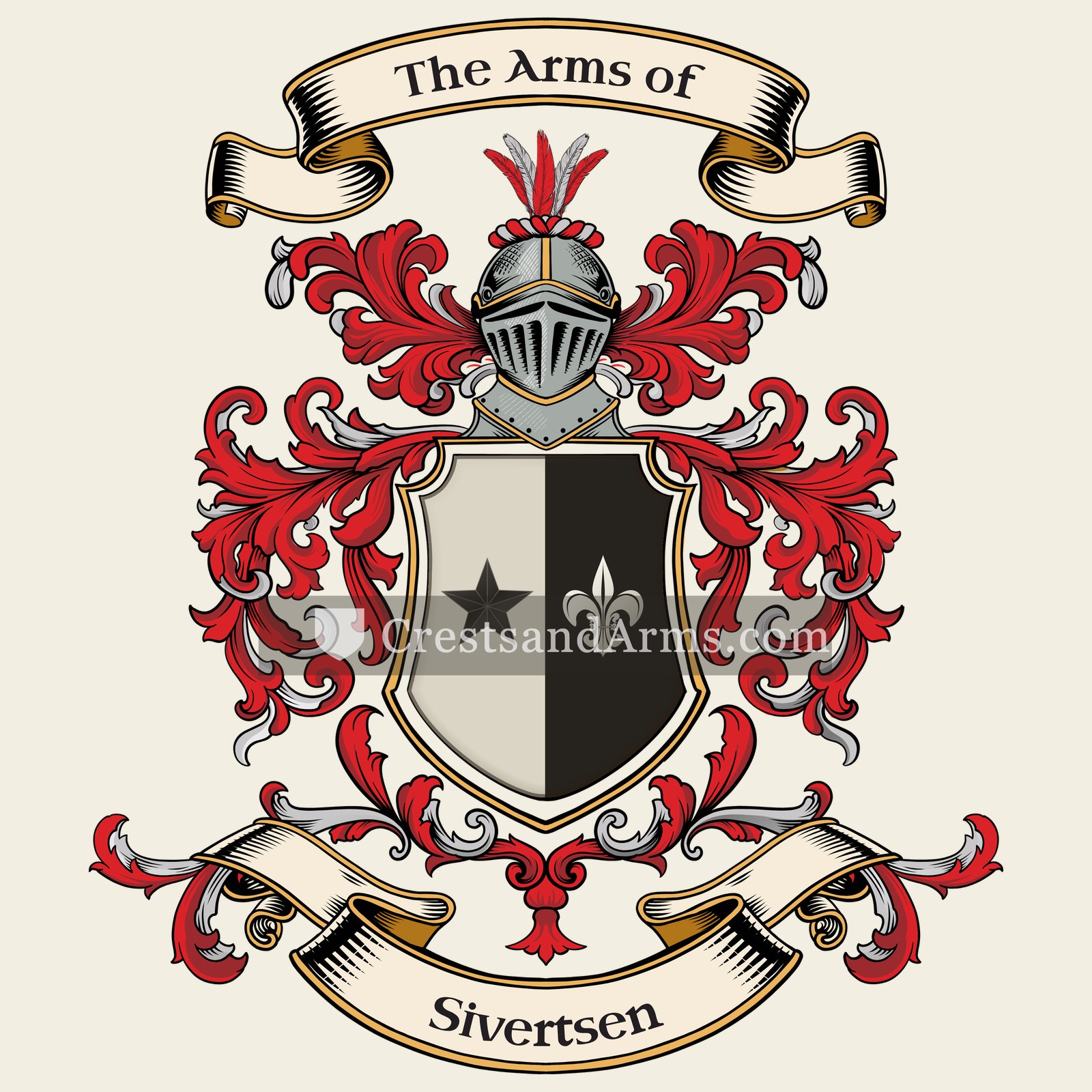 The Sivertsen coat of arms, drawn from the recorded blazon