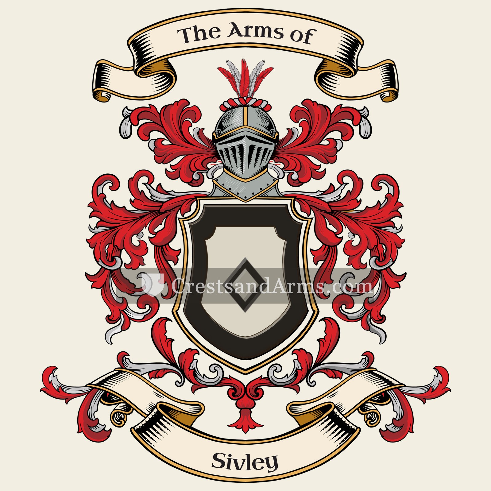 The Sivley coat of arms, drawn from the recorded blazon