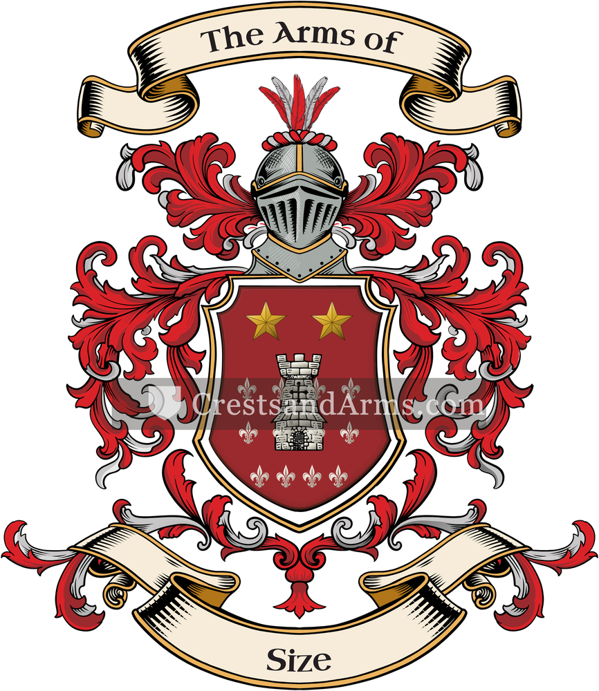 The Size coat of arms, drawn from the recorded blazon