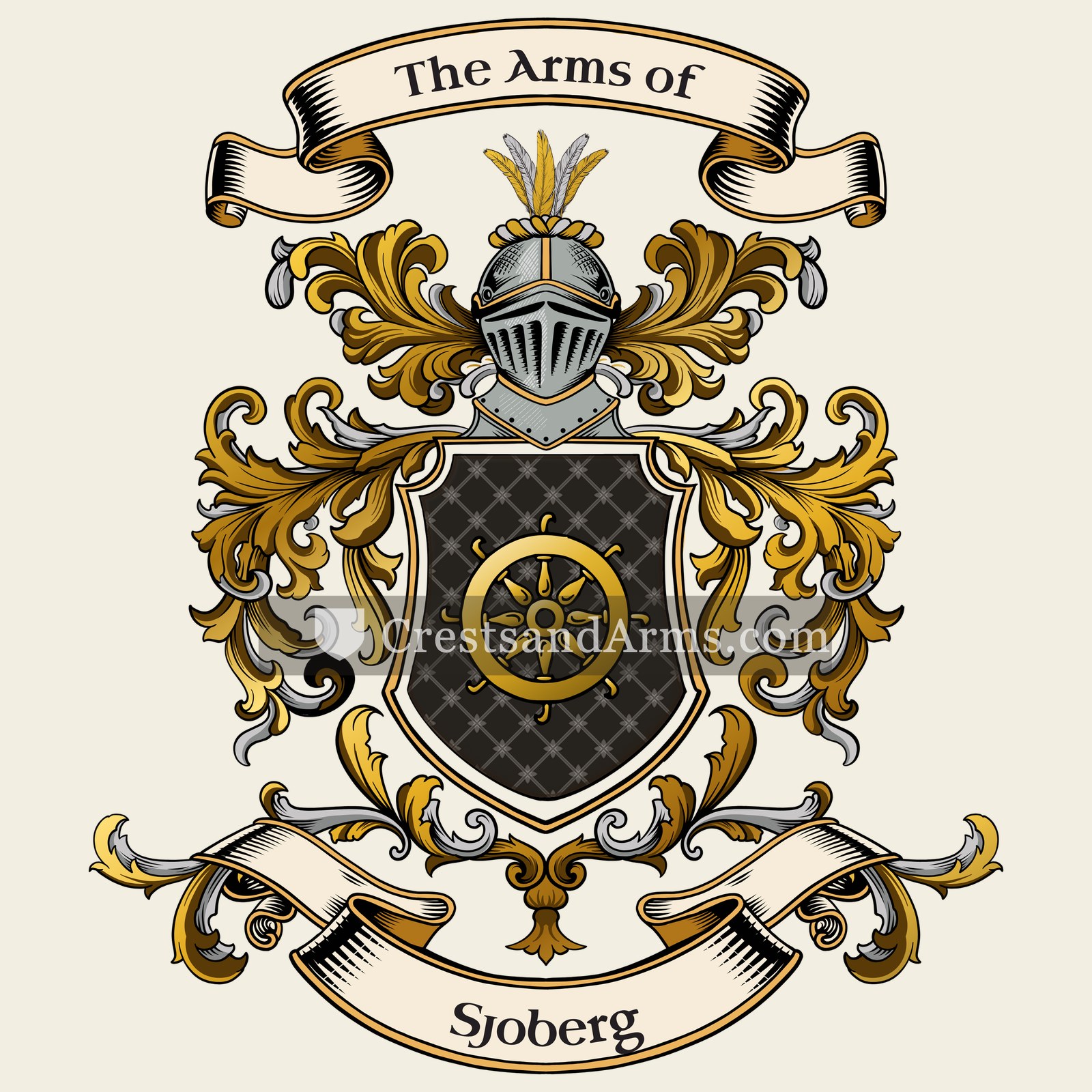 The Sjoberg coat of arms, drawn from the recorded blazon