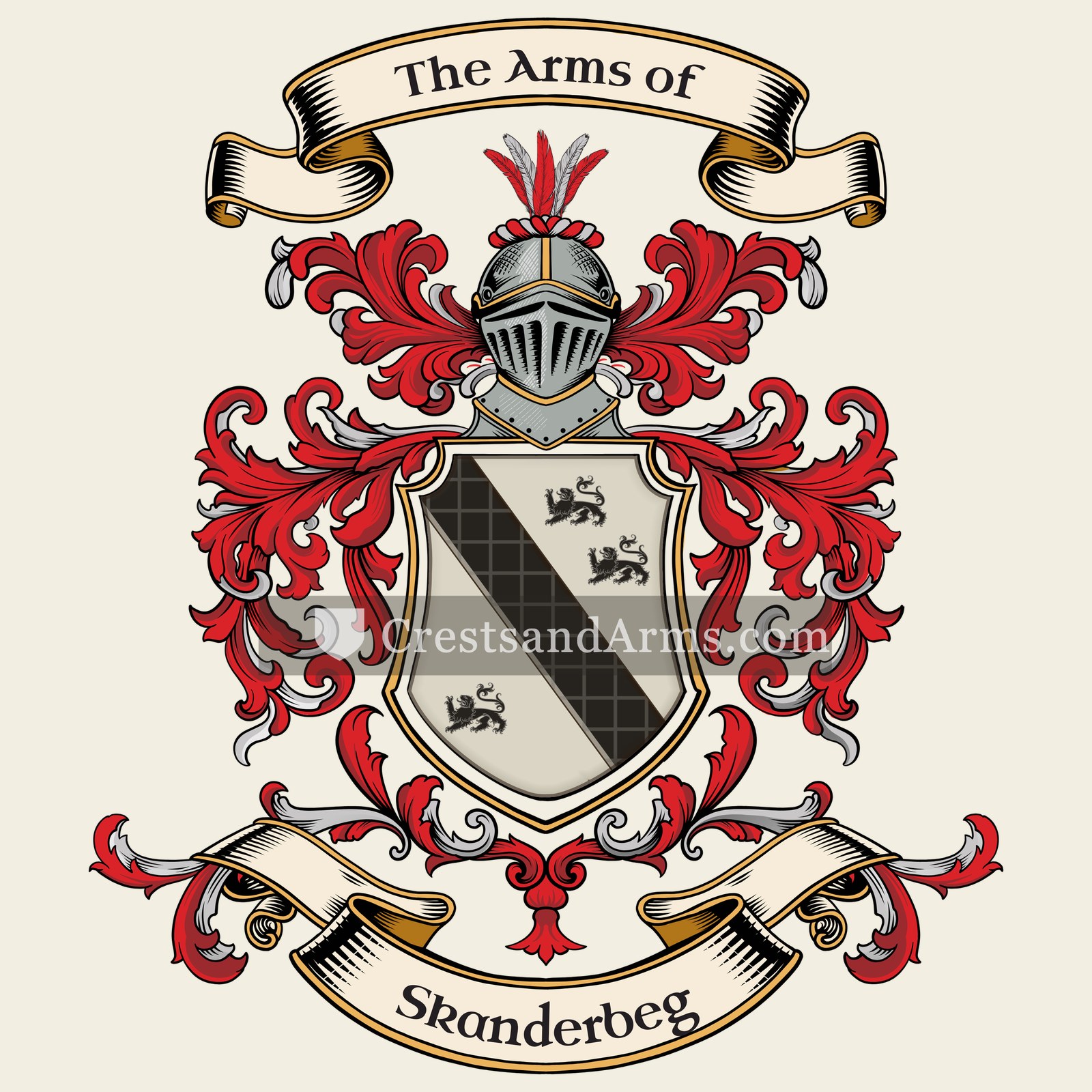 The Skanderbeg coat of arms, drawn from the recorded blazon