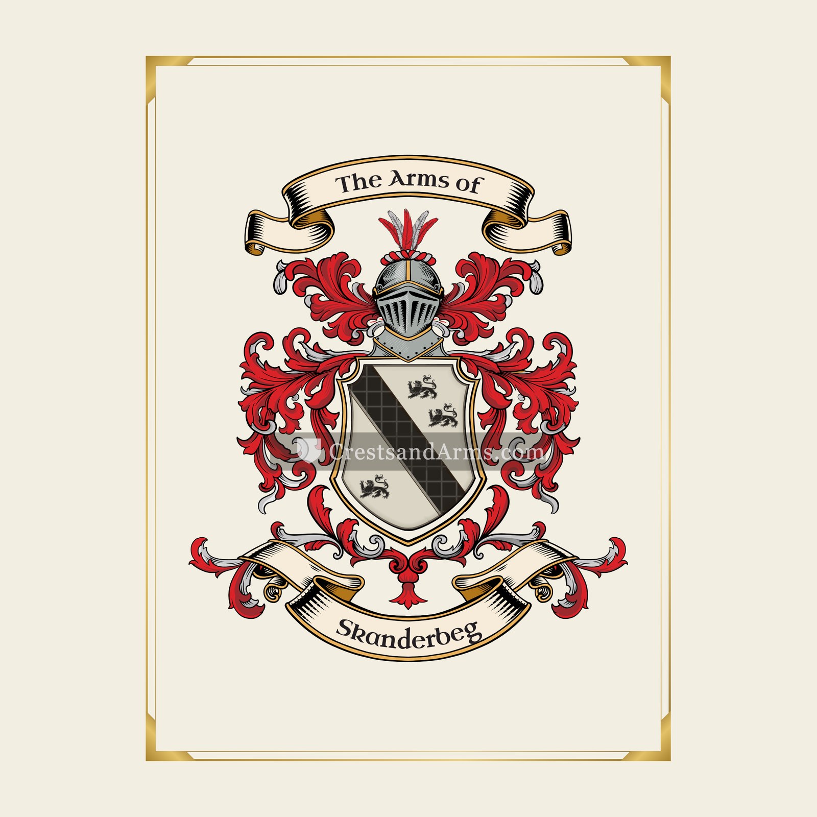 With gold border