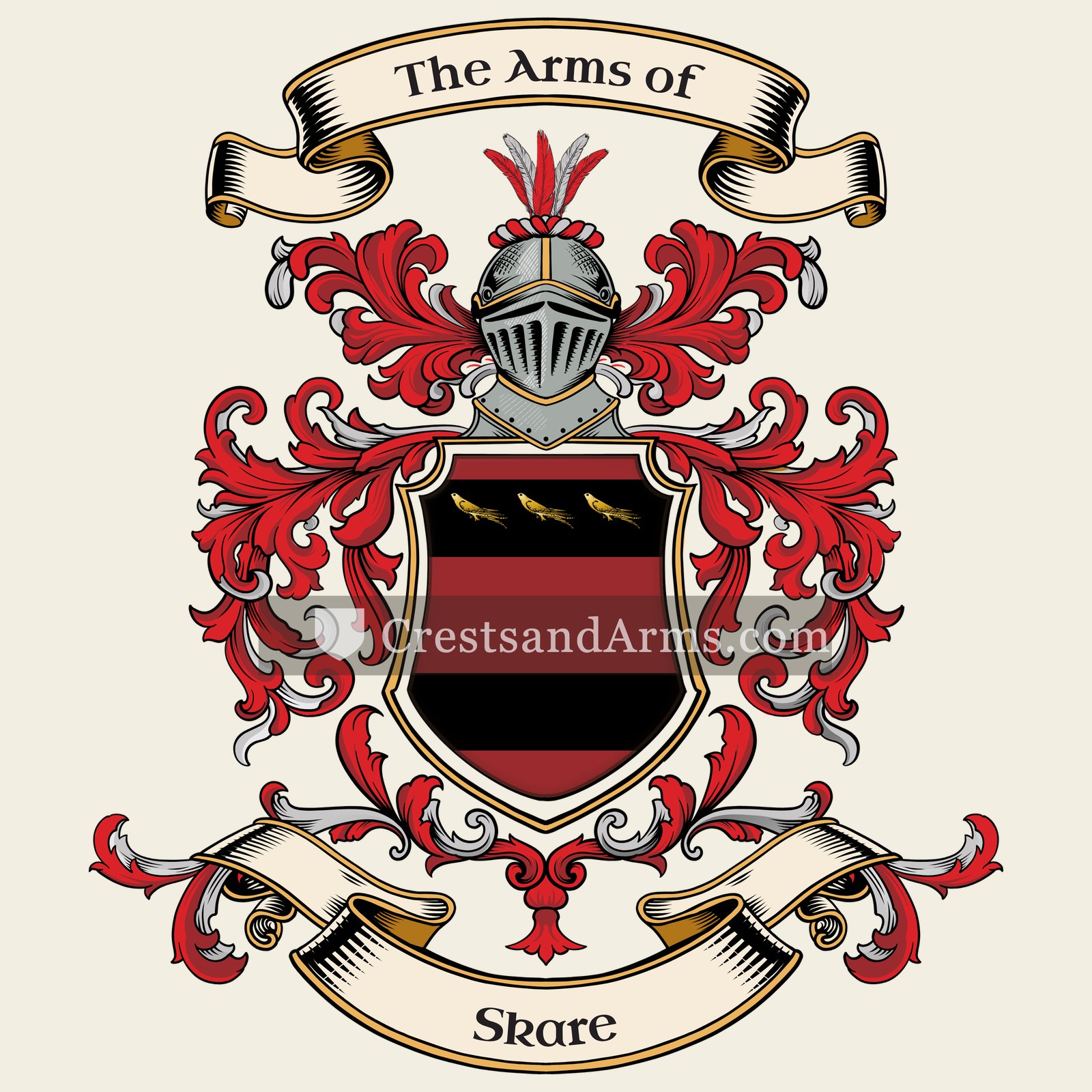 The Skare coat of arms, drawn from the recorded blazon