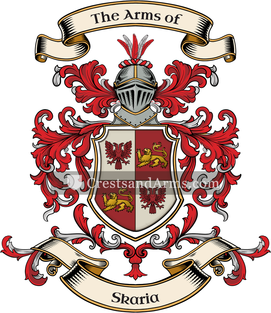 The Skaria coat of arms, drawn from the recorded blazon