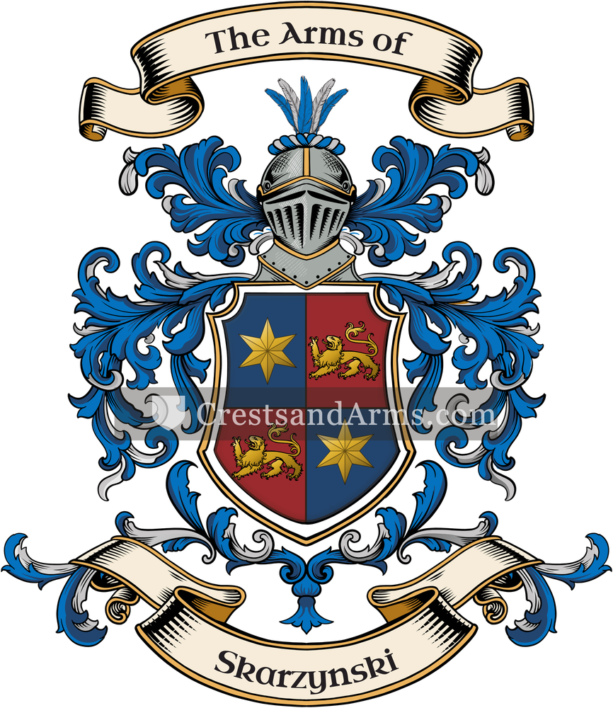 The Skarzynski coat of arms, drawn from the recorded blazon