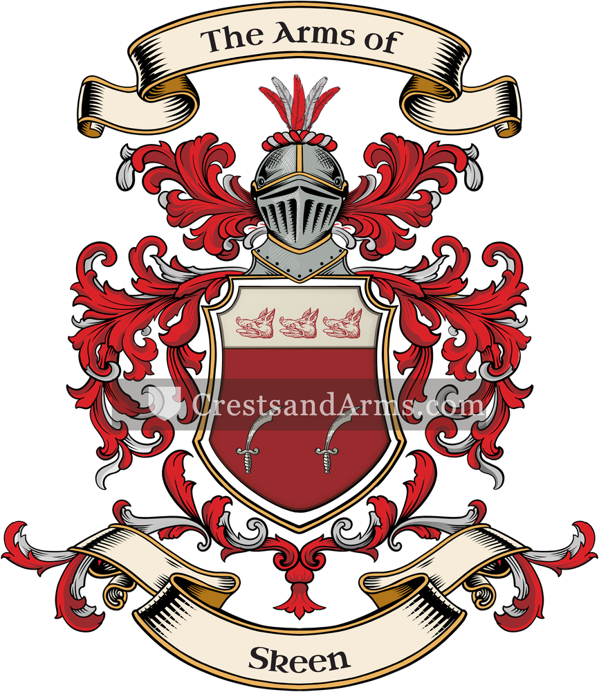 The Skeen coat of arms, drawn from the recorded blazon