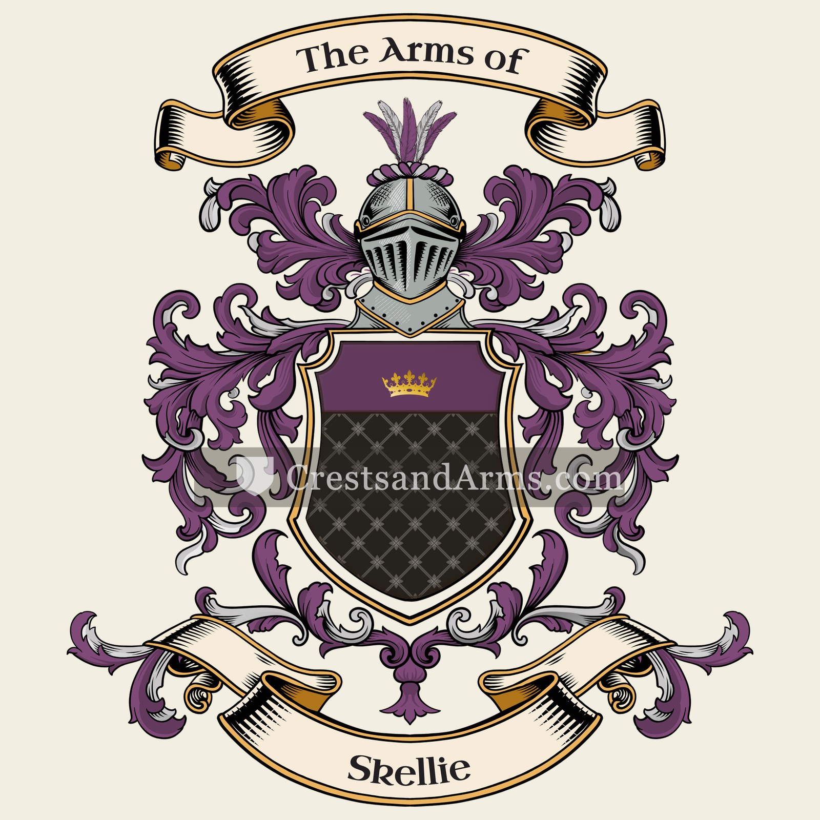 The Skellie coat of arms, drawn from the recorded blazon