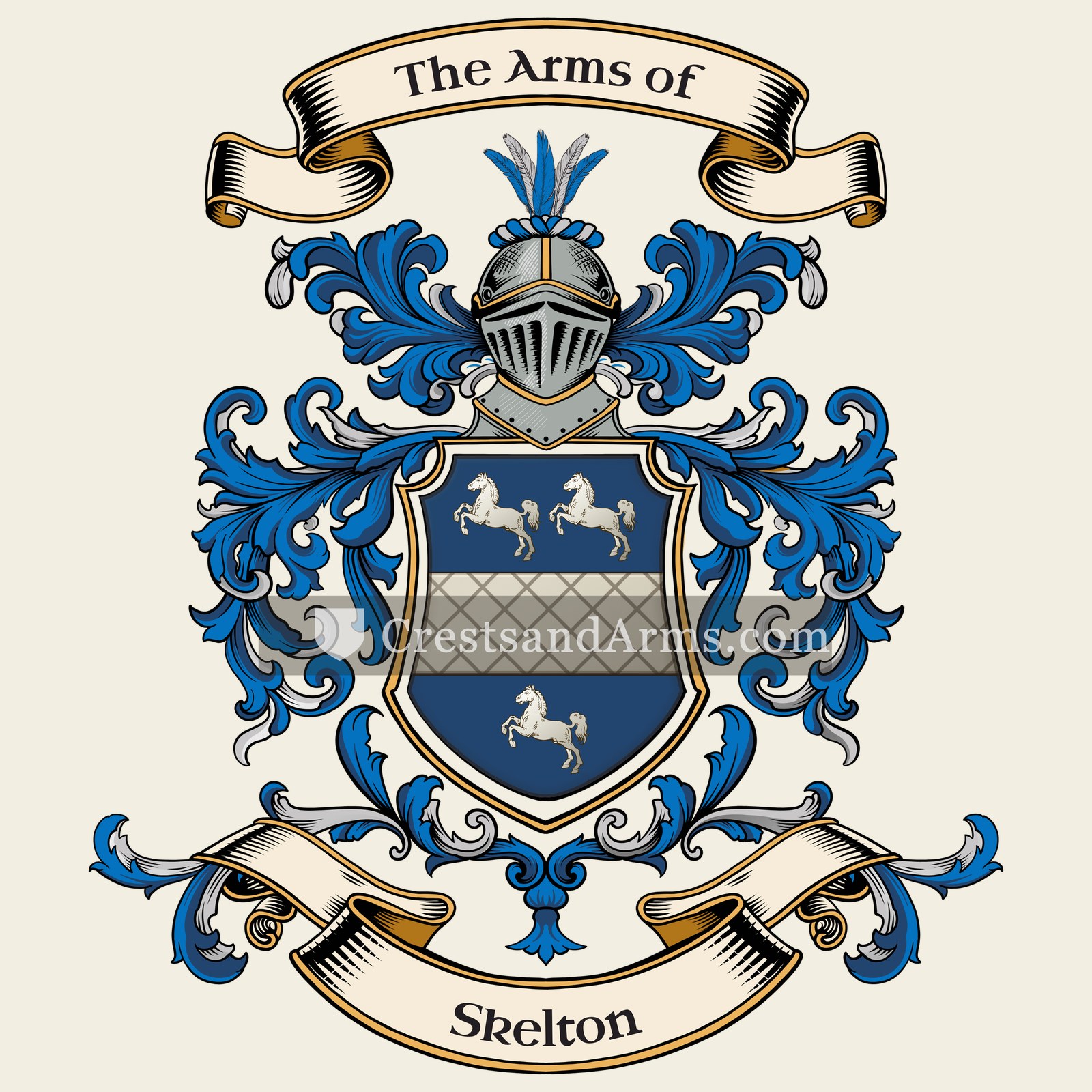 The Skelton coat of arms, drawn from the recorded blazon