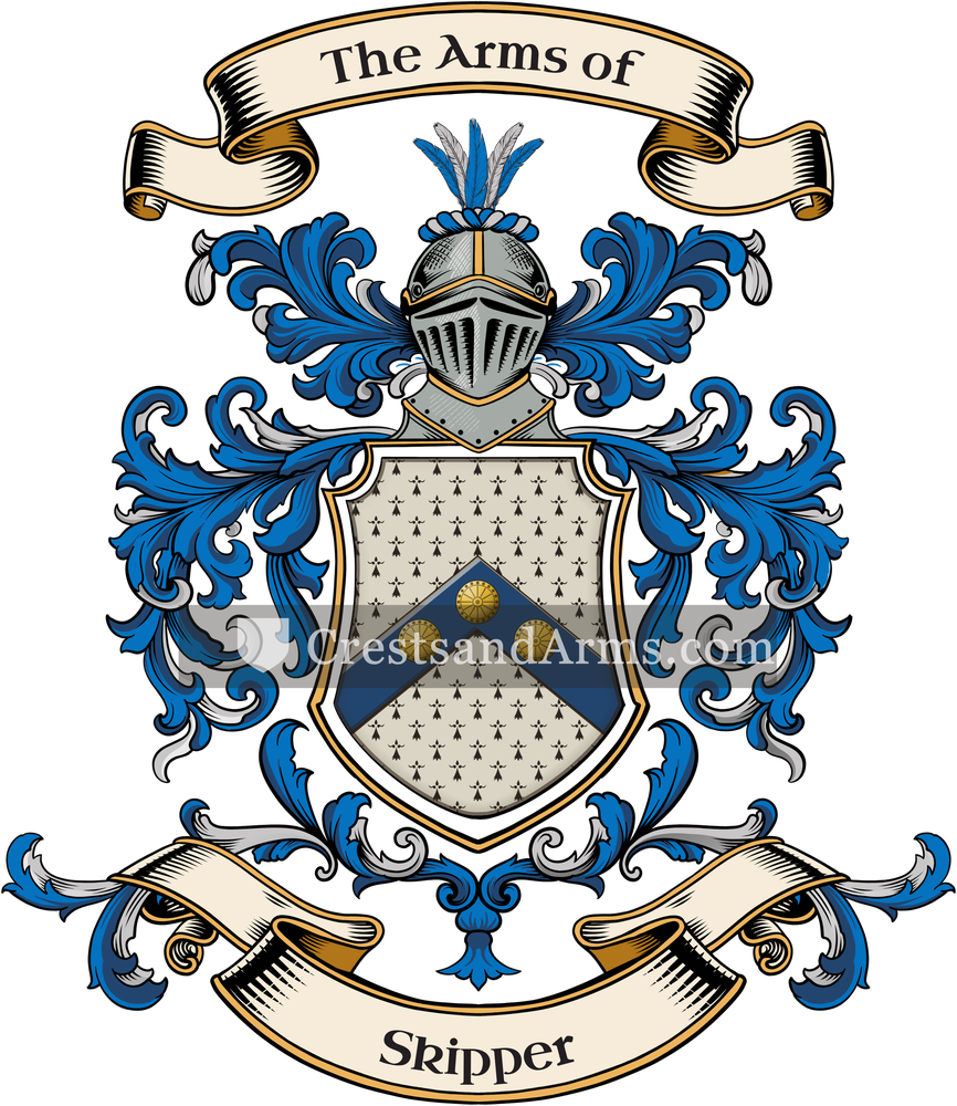 The Skipper coat of arms, drawn from the recorded blazon
