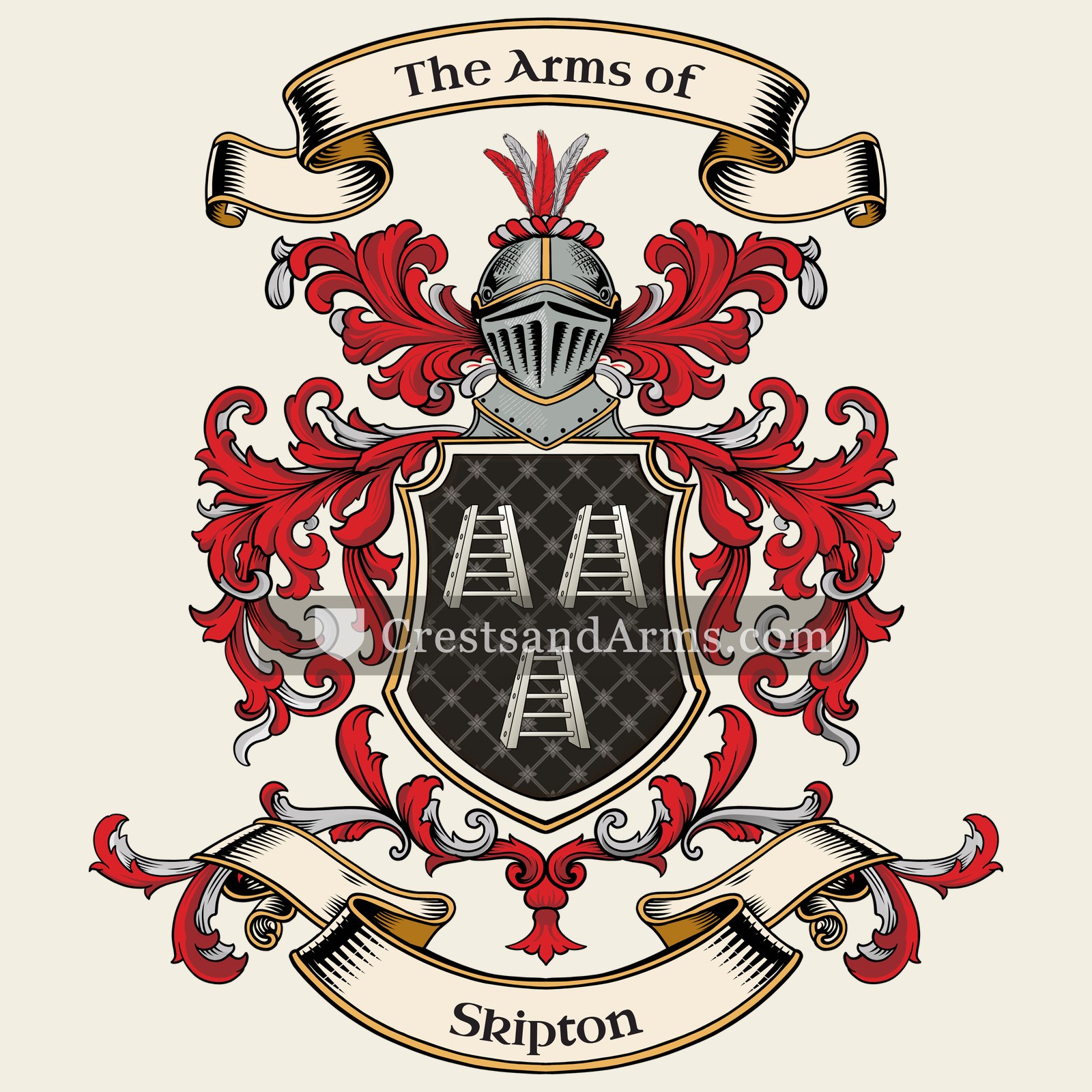 The Skipton coat of arms, drawn from the recorded blazon