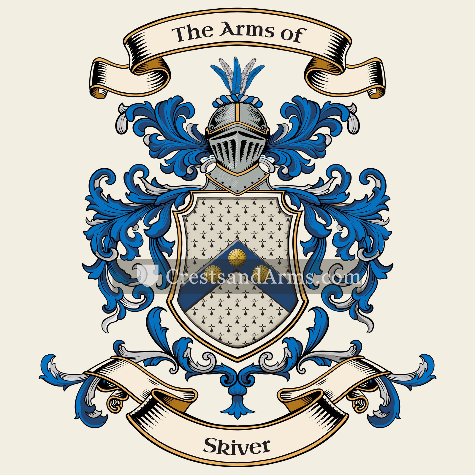 The Skiver coat of arms, drawn from the recorded blazon
