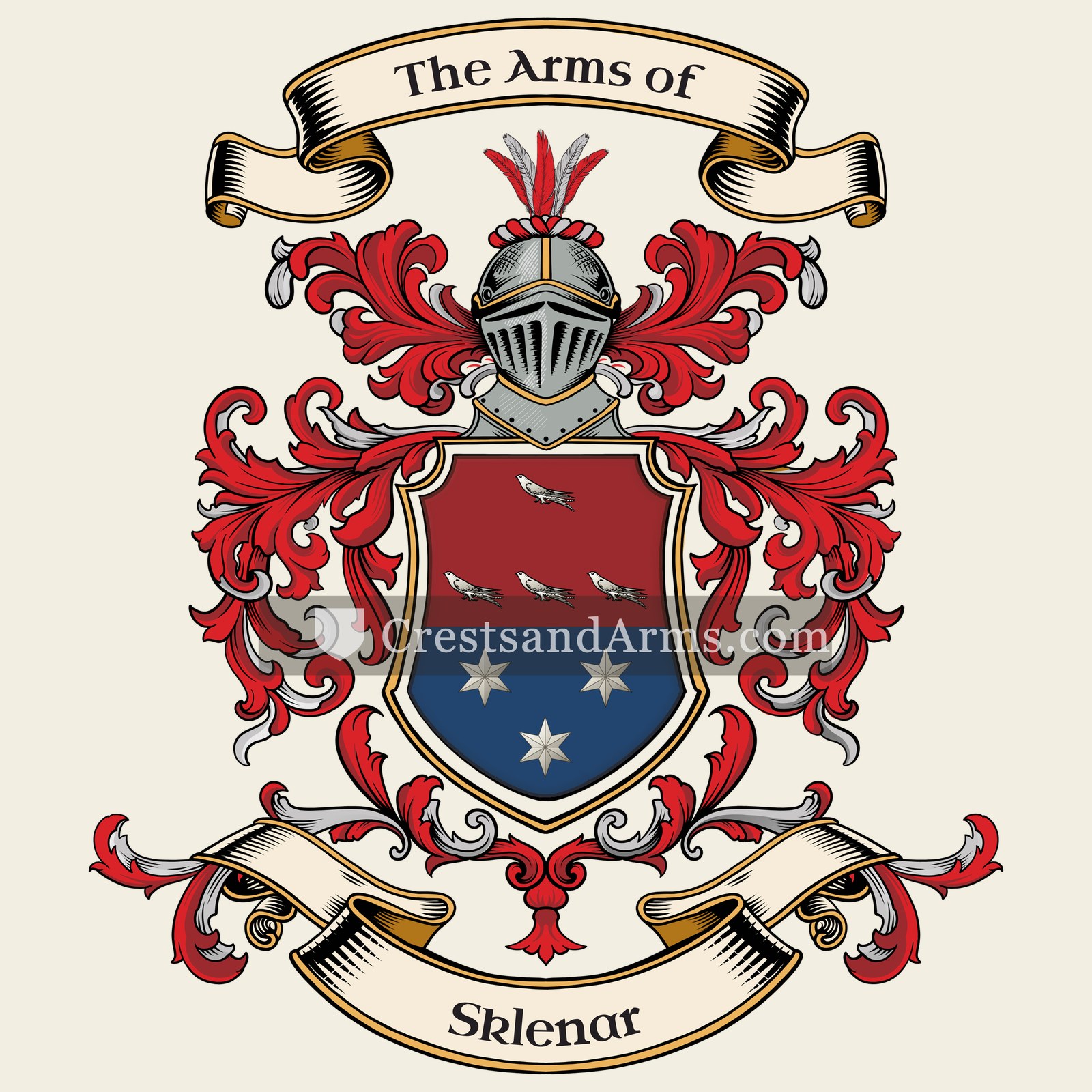 The Sklenar coat of arms, drawn from the recorded blazon