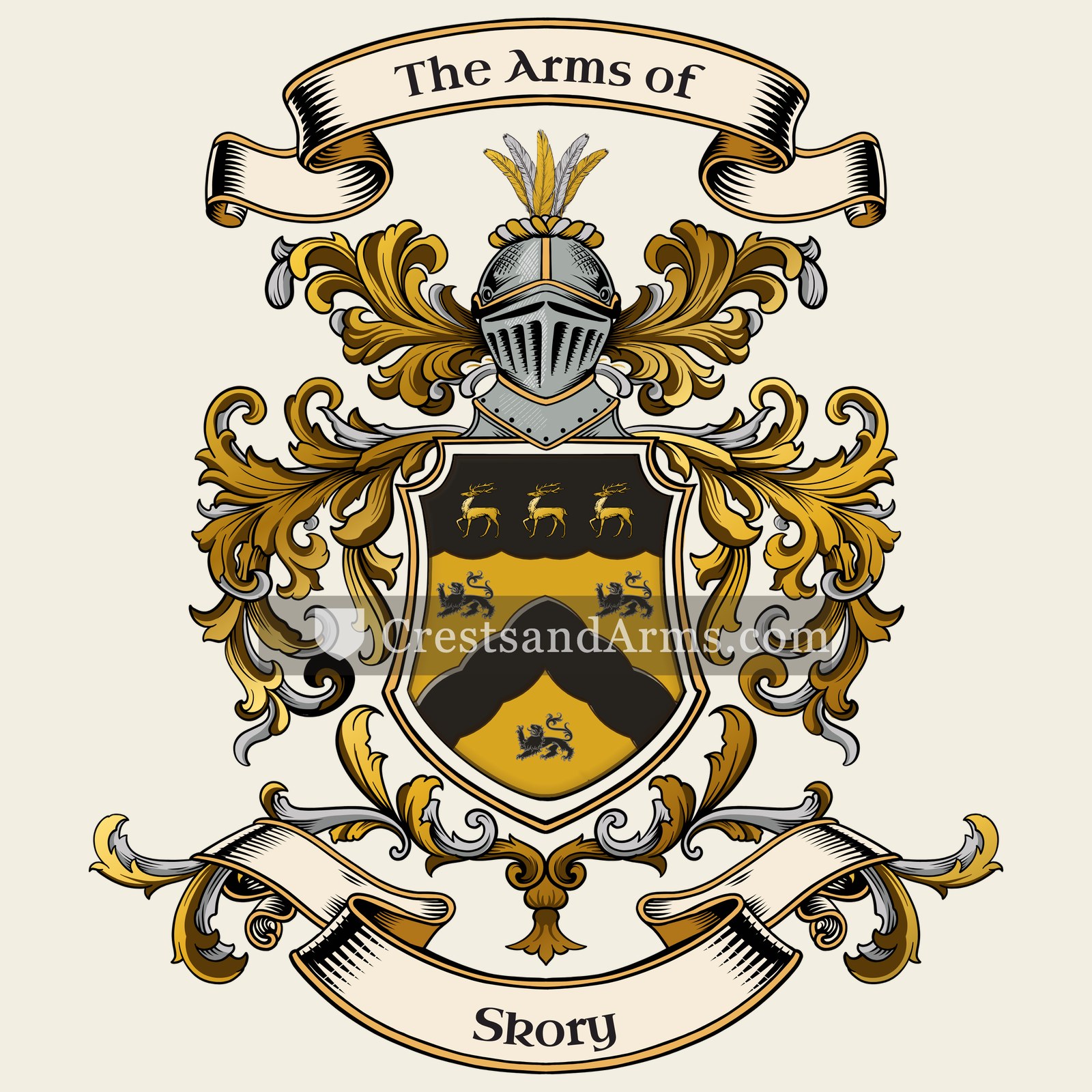 The Skory coat of arms, drawn from the recorded blazon