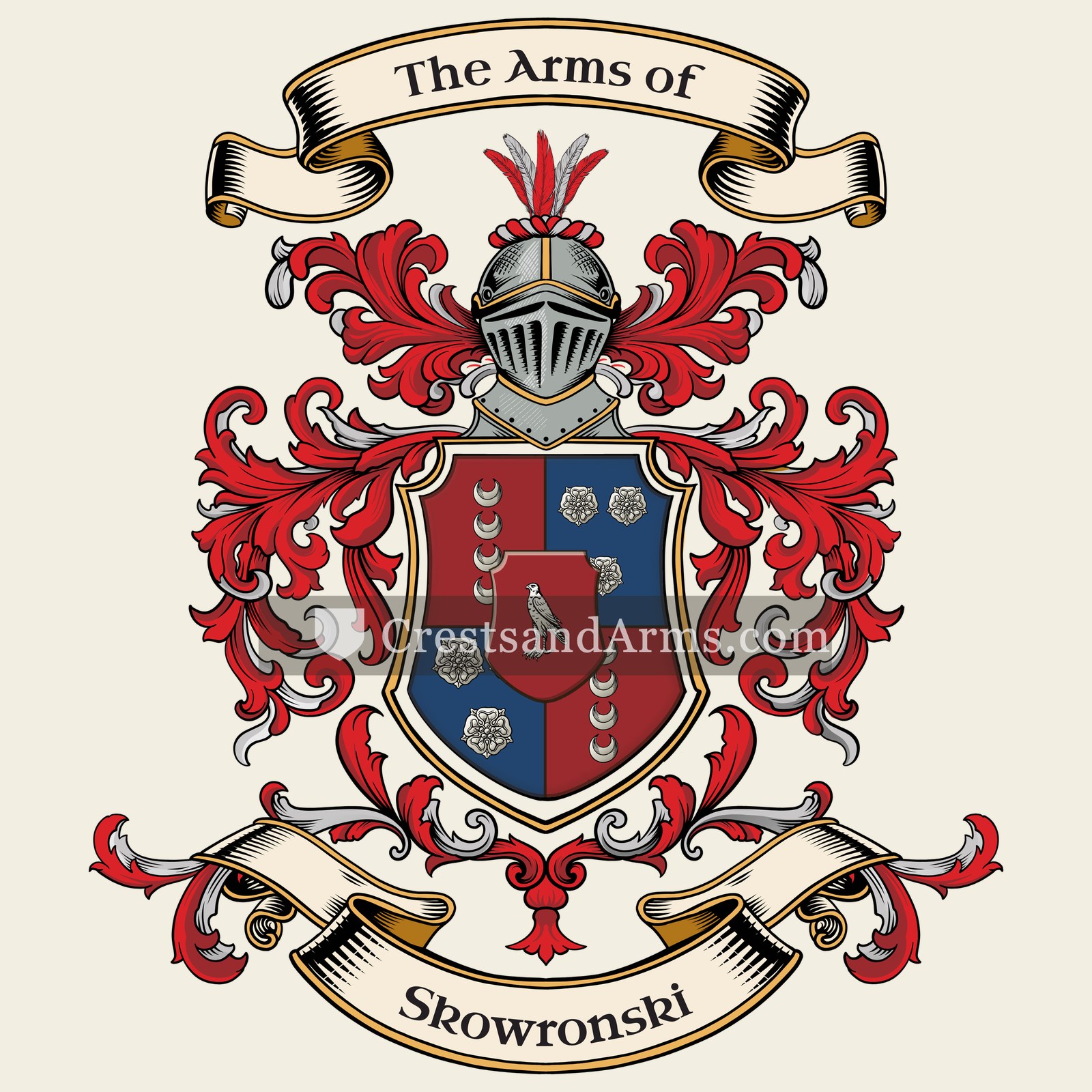 The Skowronski coat of arms, drawn from the recorded blazon
