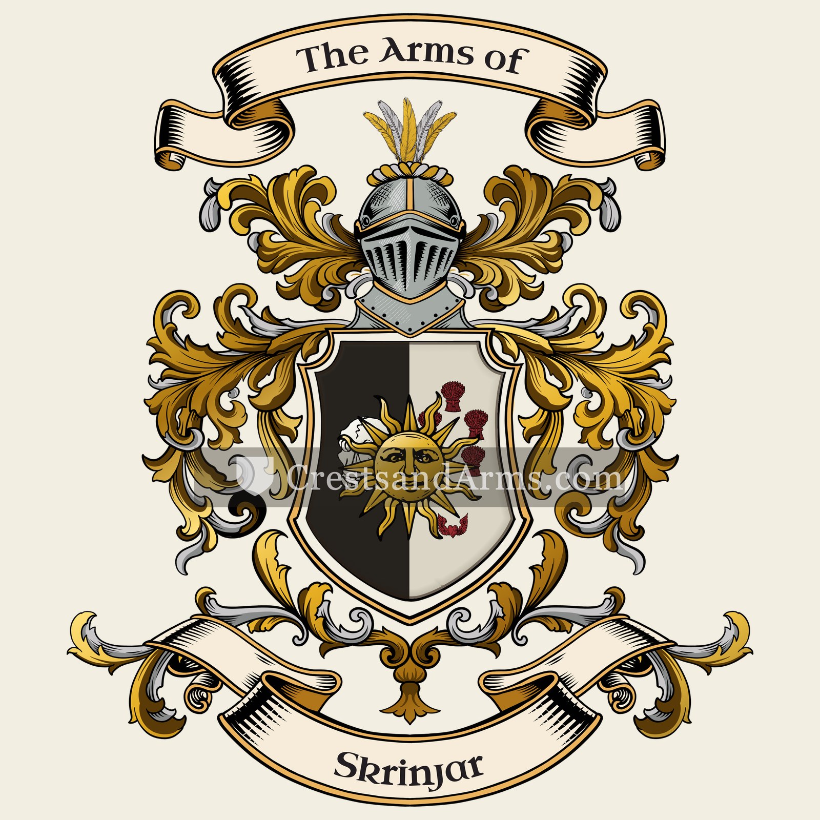The Skrinjar coat of arms, drawn from the recorded blazon