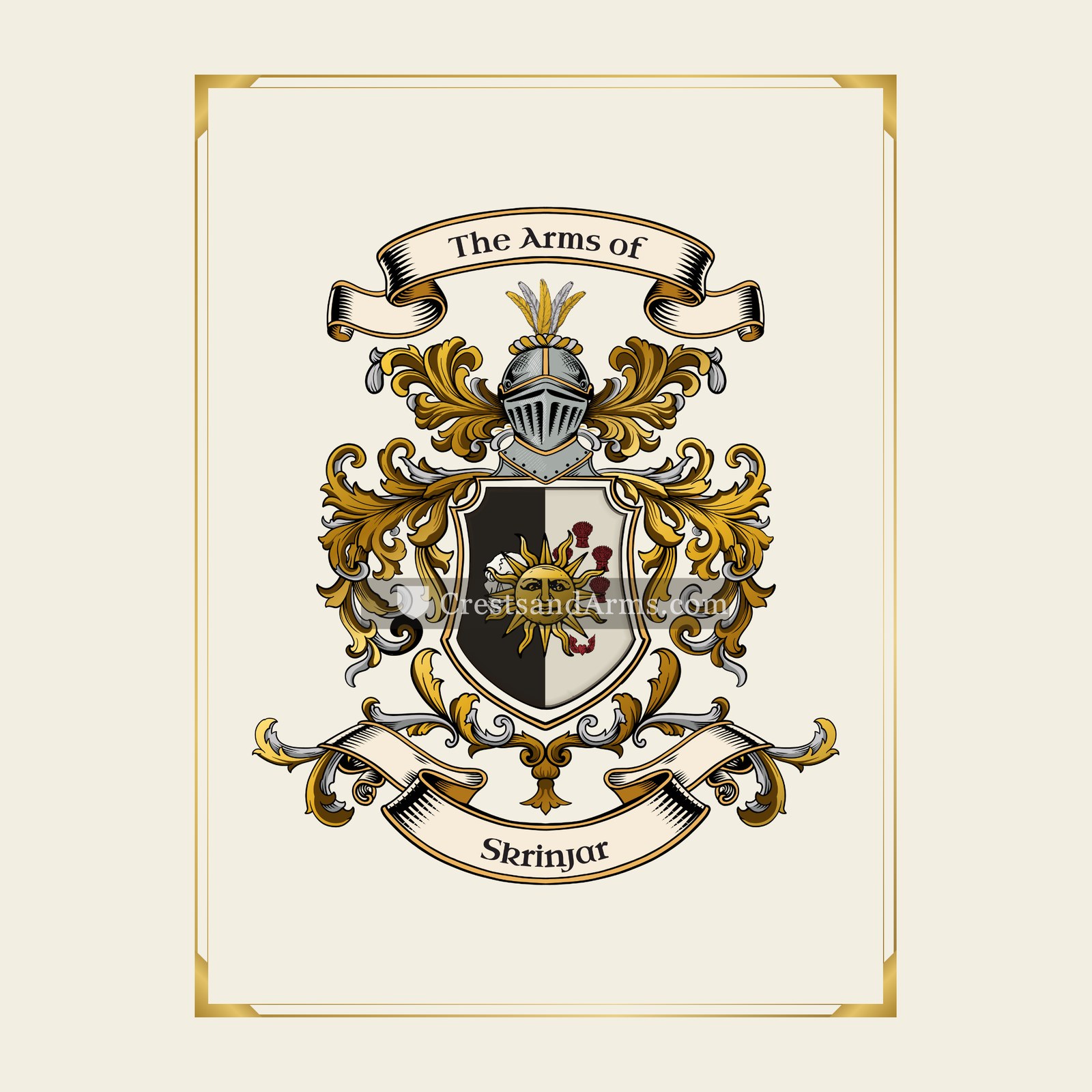 With gold border