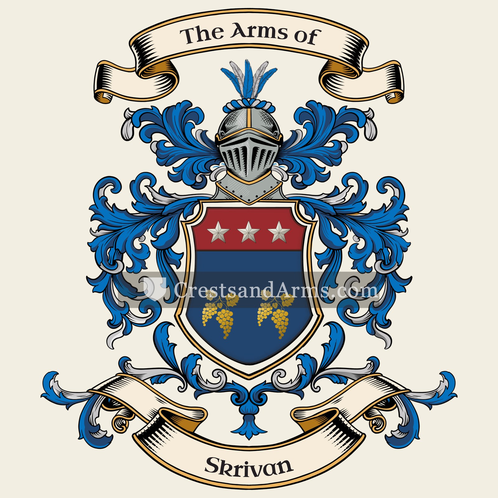 The Skrivan coat of arms, drawn from the recorded blazon