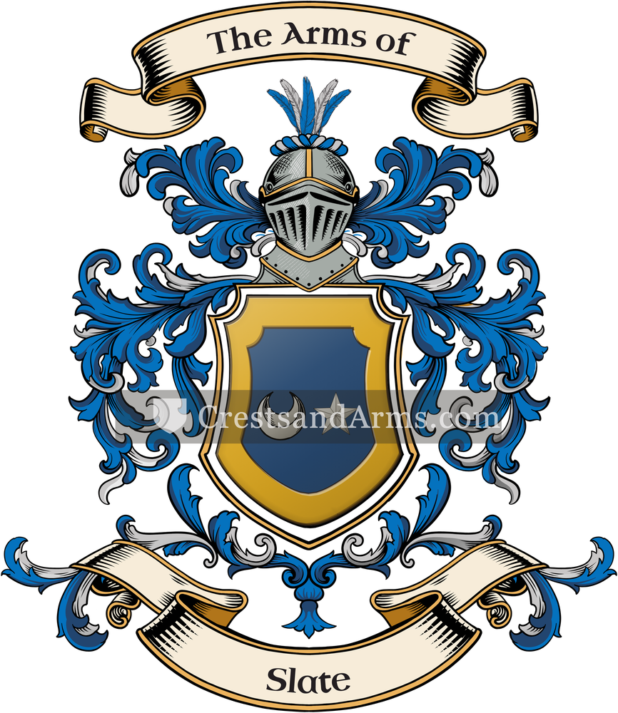 The Slate coat of arms, drawn from the recorded blazon