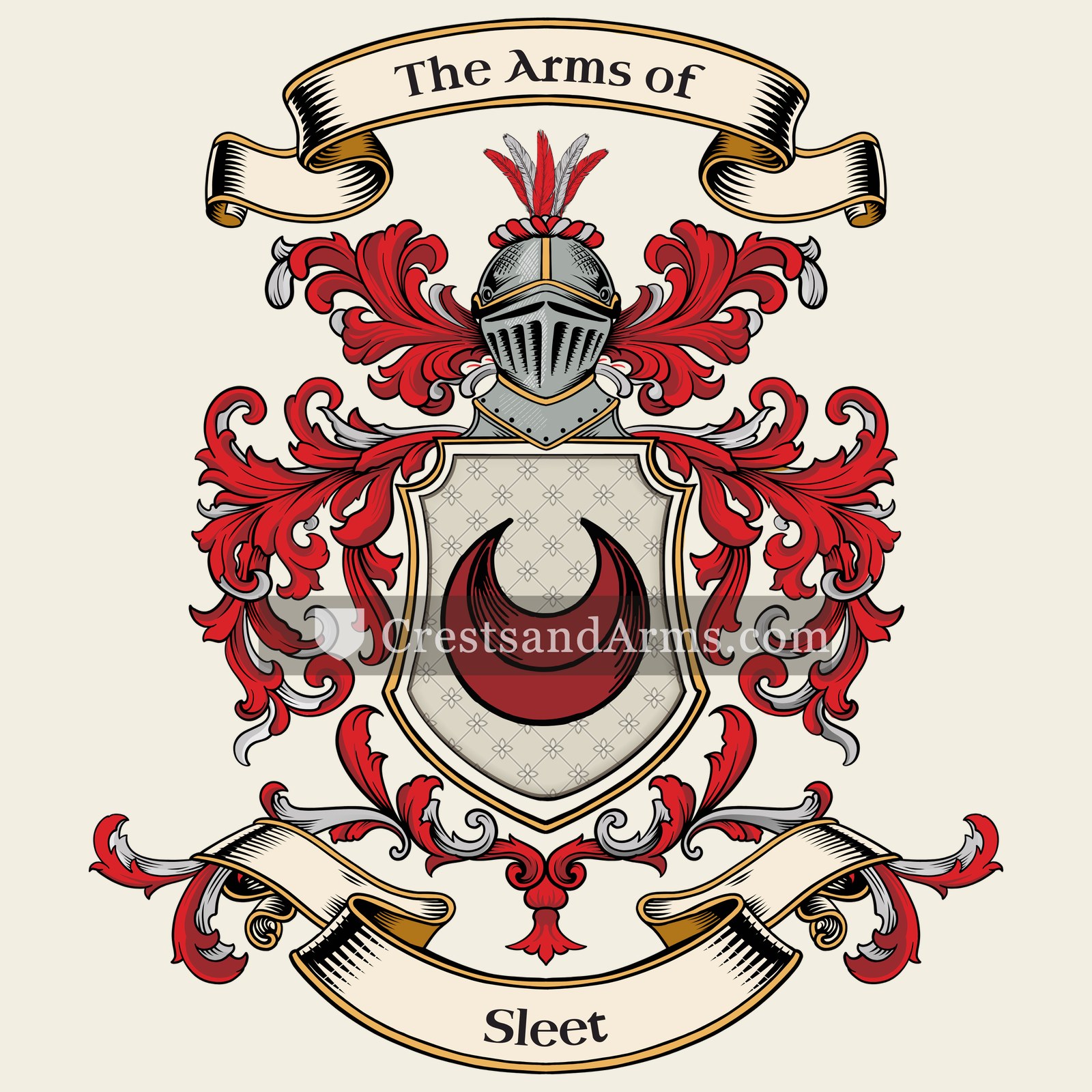 The Sleet coat of arms, drawn from the recorded blazon