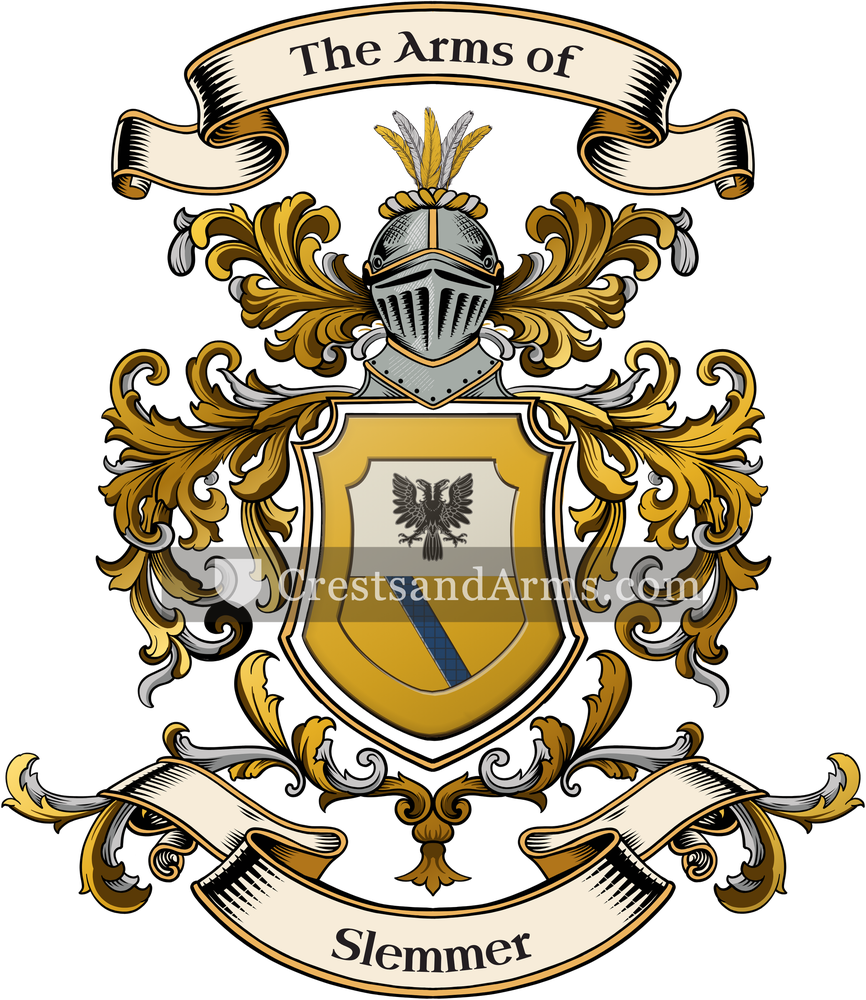 The Slemmer coat of arms, drawn from the recorded blazon