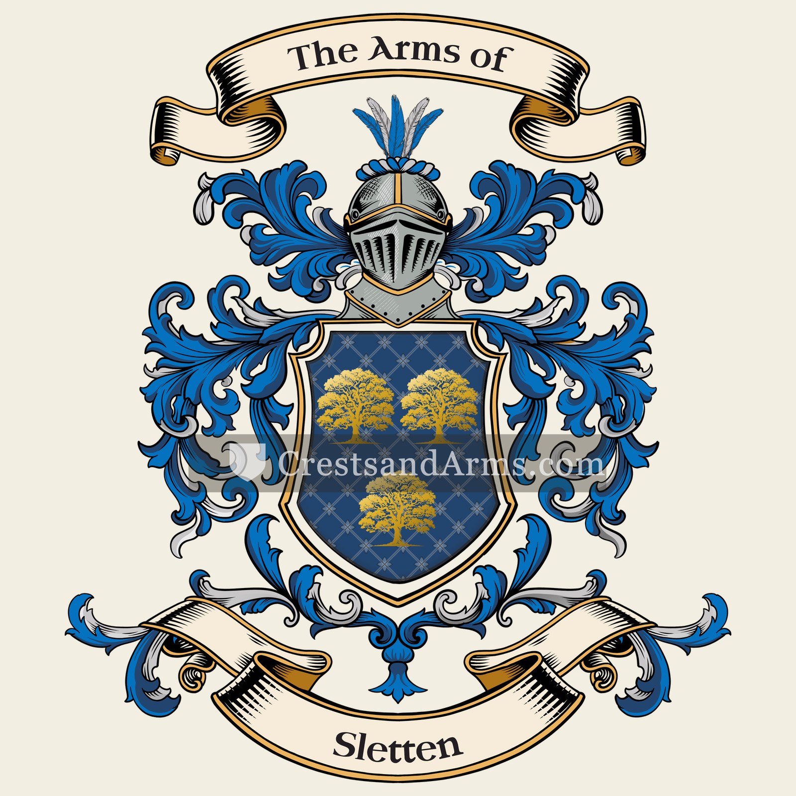The Sletten coat of arms, drawn from the recorded blazon