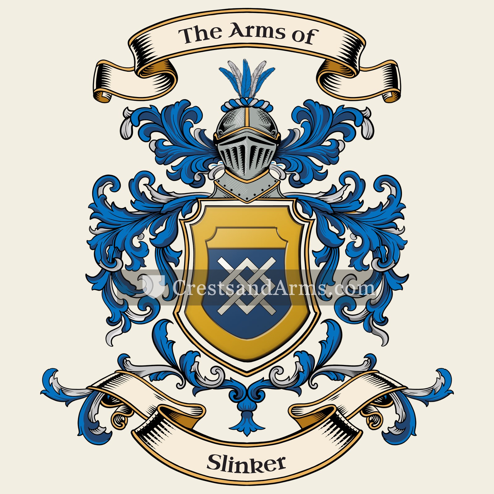 The Slinker coat of arms, drawn from the recorded blazon