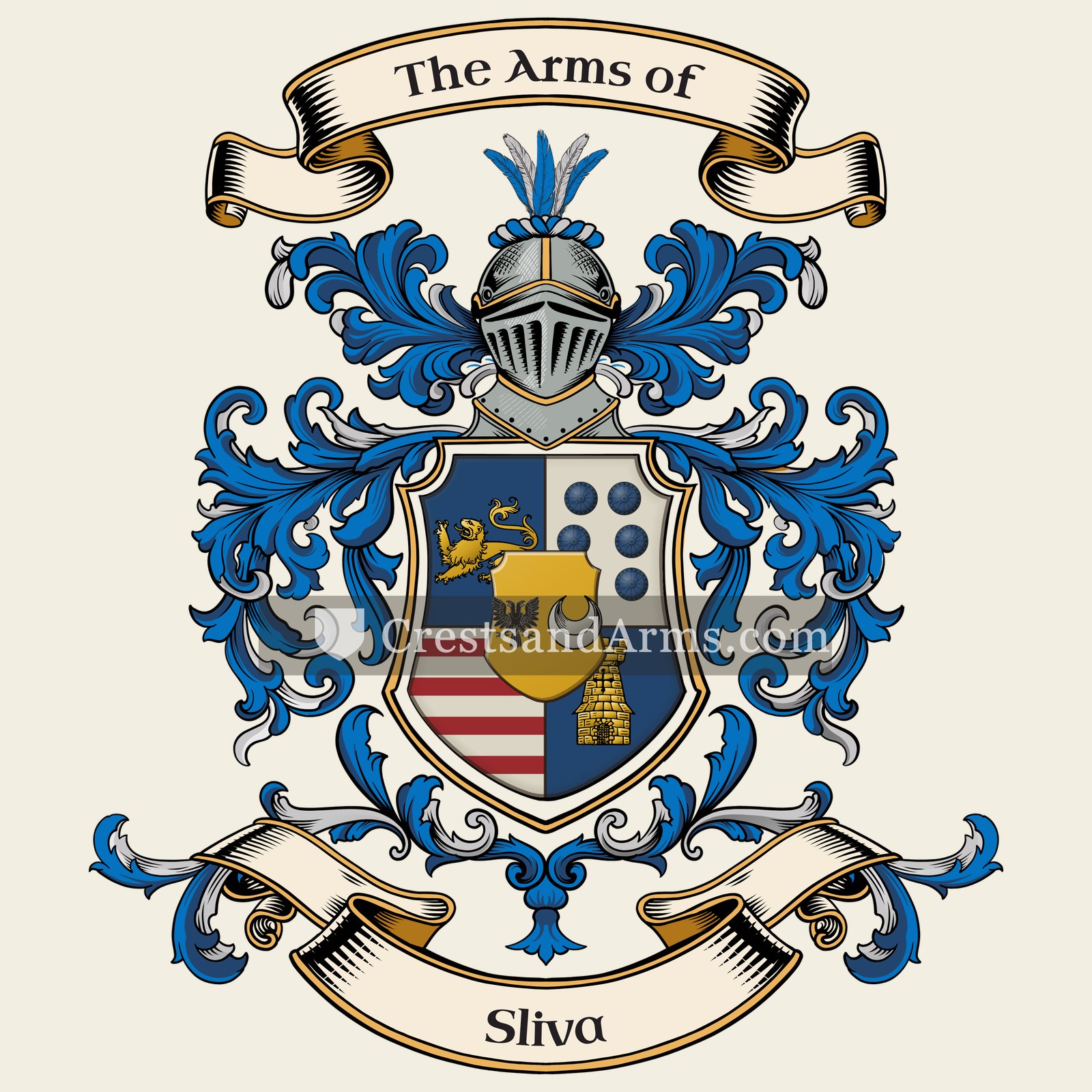 The Sliva coat of arms, drawn from the recorded blazon